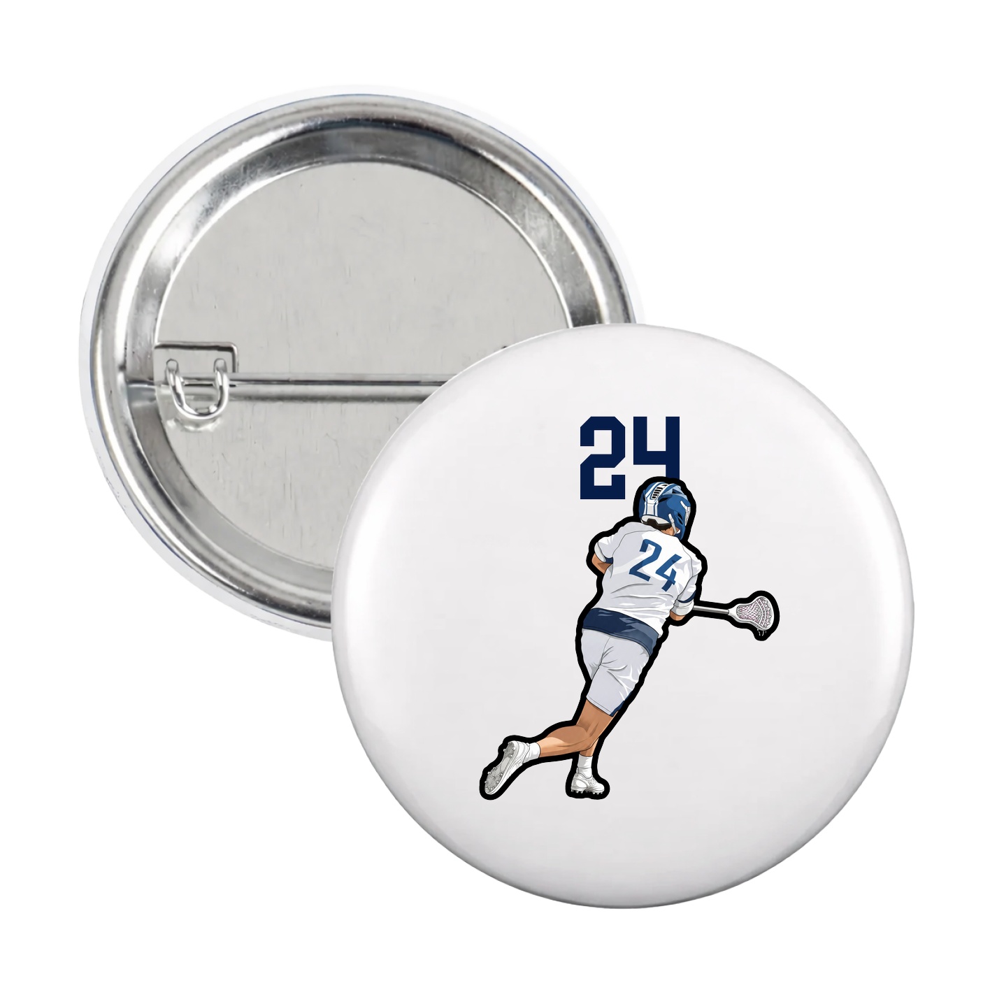 Game Day Button — Number Top in White