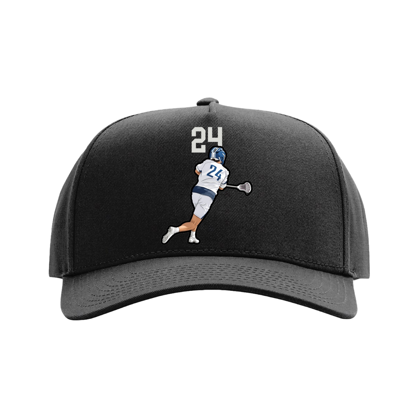 Full Fabric Five-Panel Champ Cap — Number Top in Black