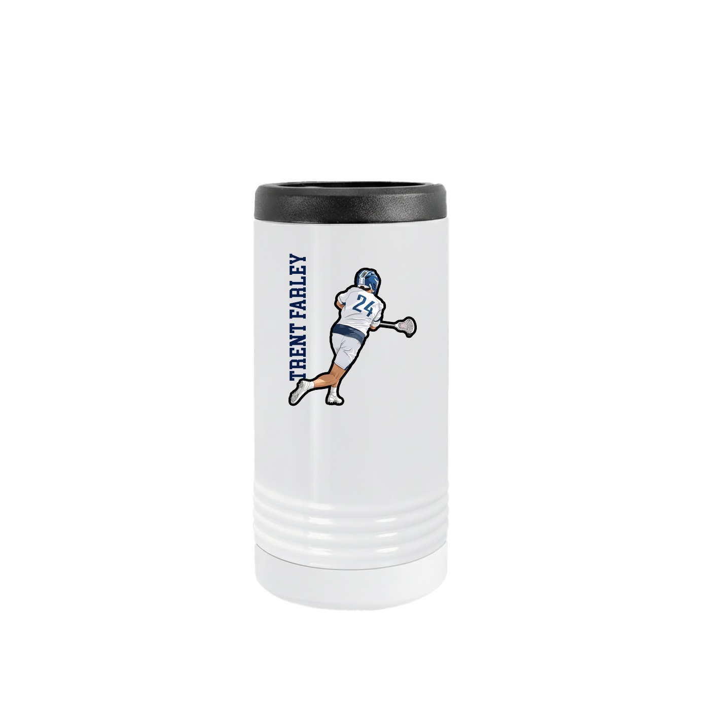 Slim Beverage Holder — Name Vertical in White