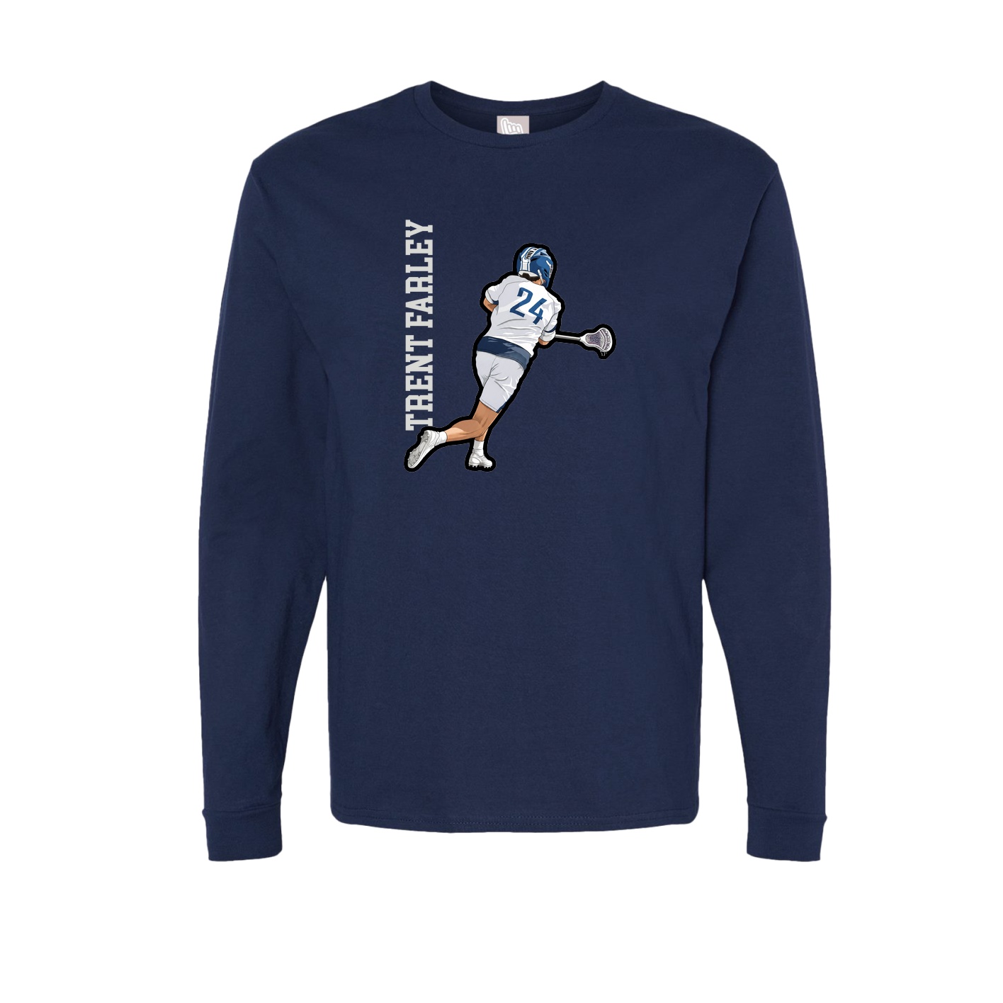 Long Sleeve Tee — Name Vertical in Navy