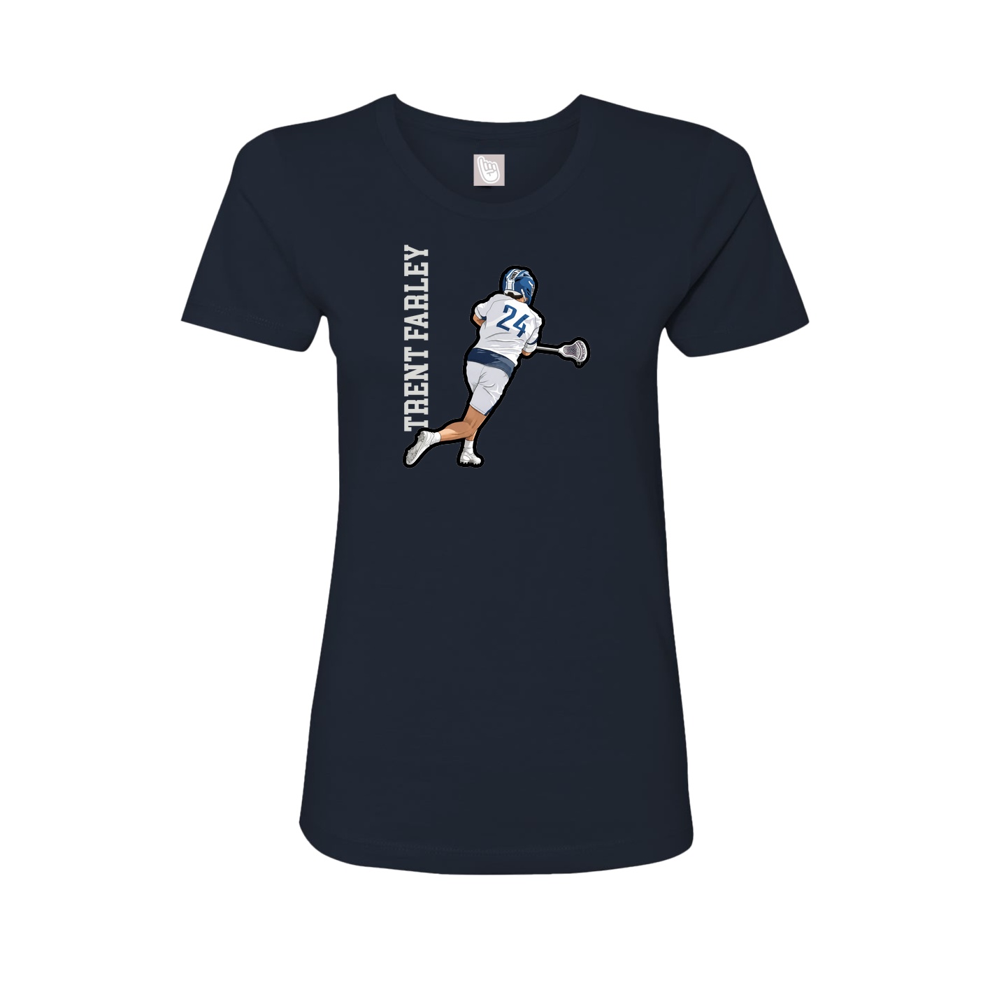 Fitted Women's Tee — Name Vertical in Navy