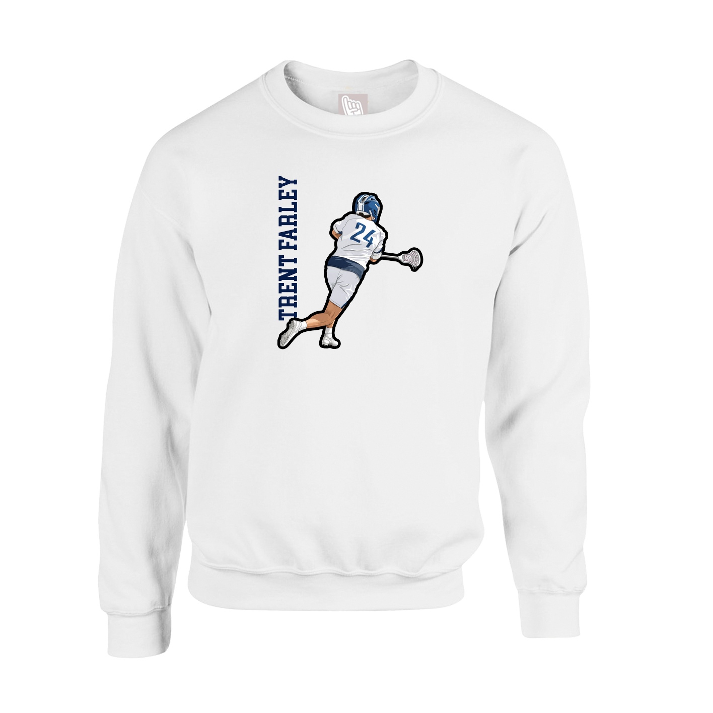Fleece Crew — Name Vertical in White