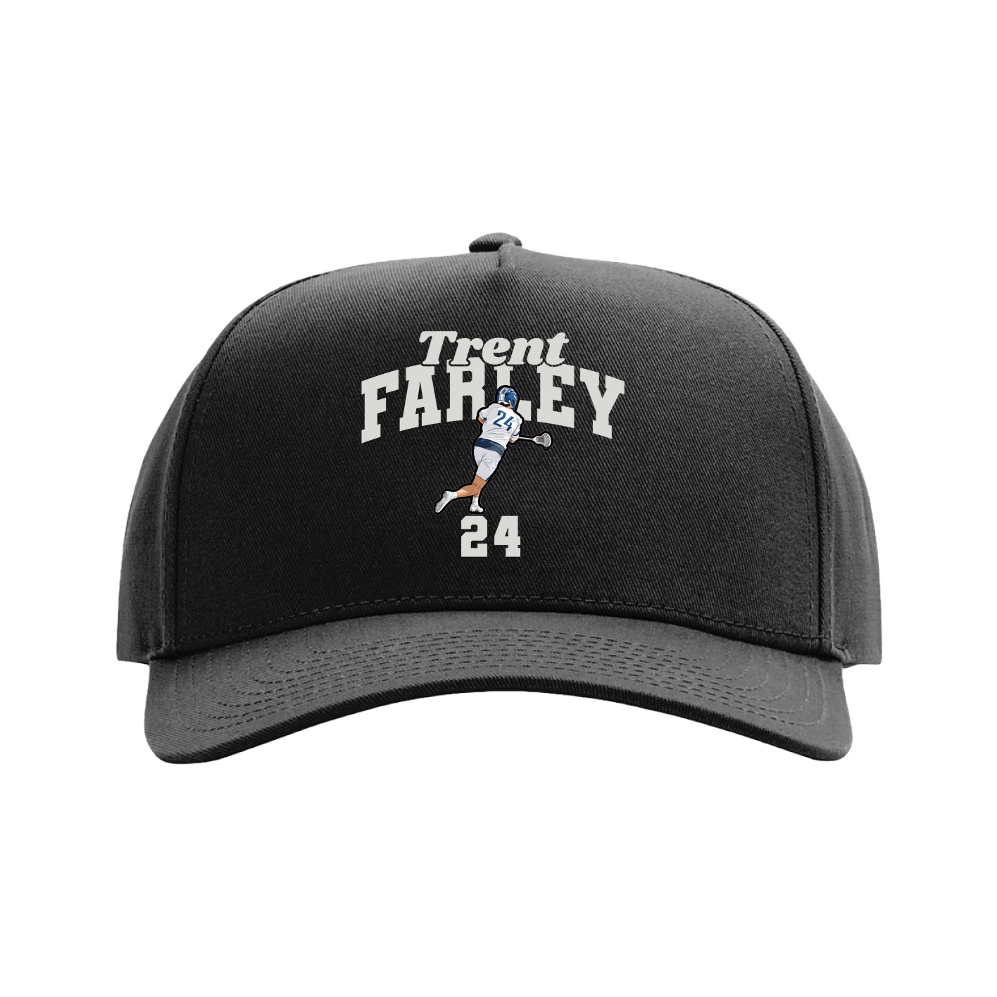 Full Fabric Five-Panel Champ Cap — Signature Arch in Black