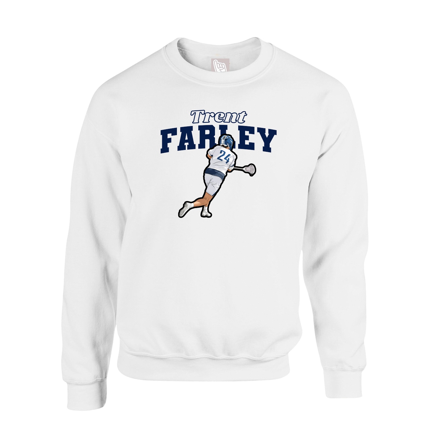 Fleece Crew — Name Arch in White