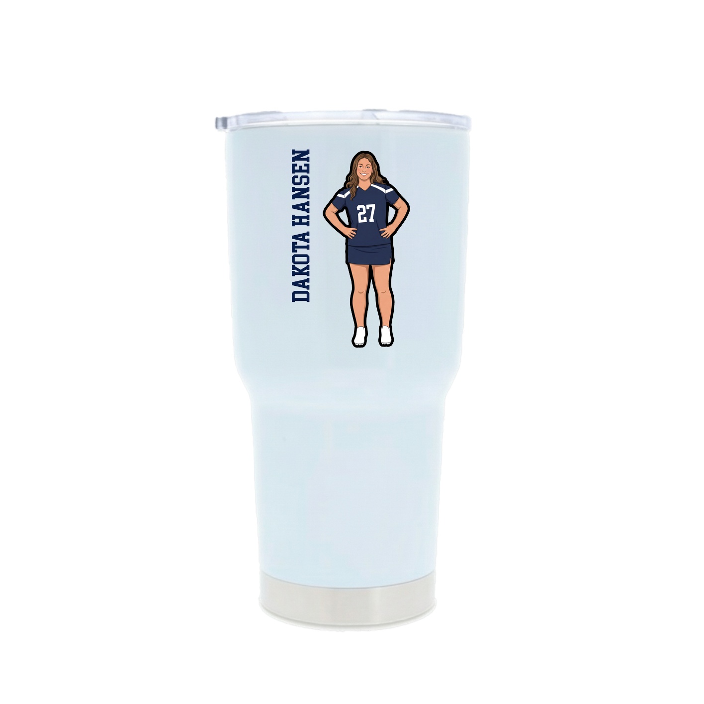 30oz Stainless Steel Tumbler — Name Vertical in White