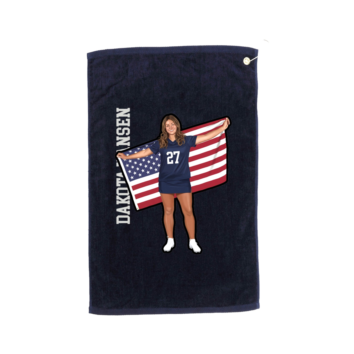 Golf Towel — Name Vertical in Navy