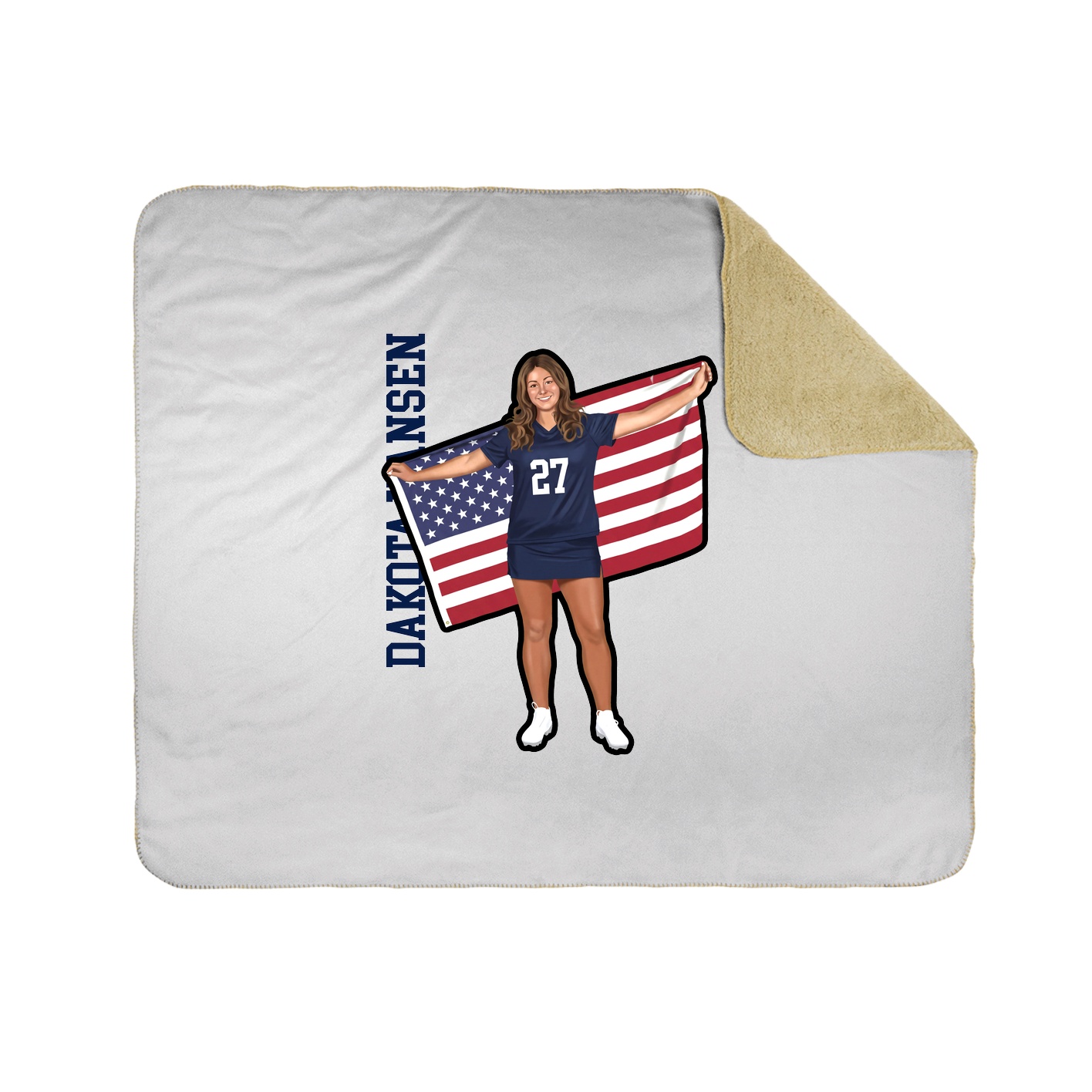 Throw Blanket — Name Vertical in White