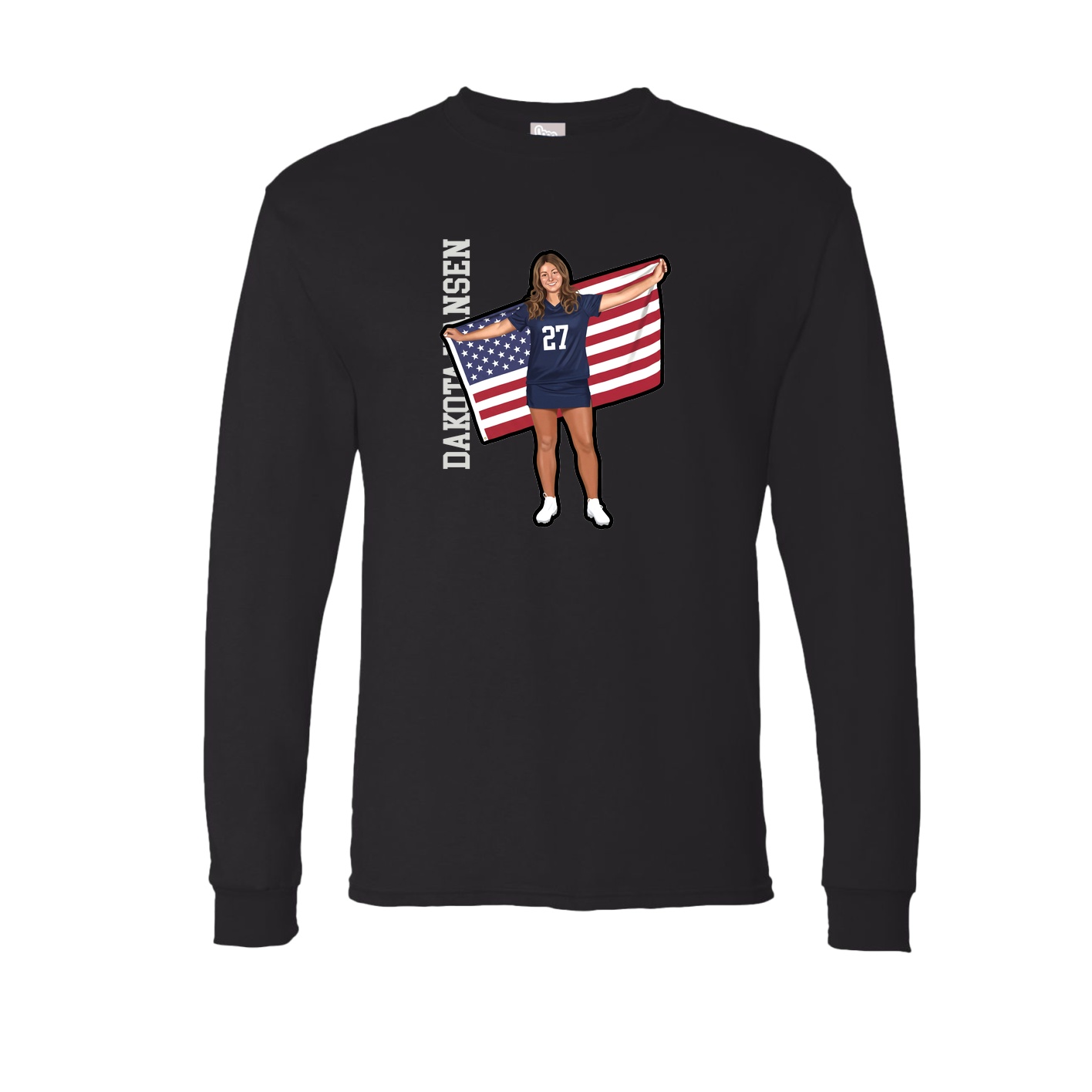 Long Sleeve Tee — Name Vertical in Black