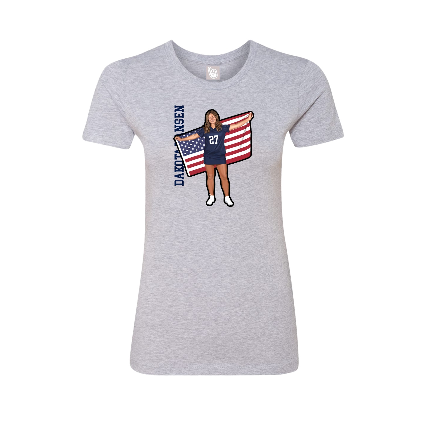 Fitted Women's Tee — Name Vertical in Grey