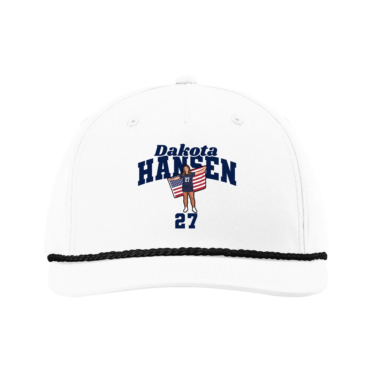 Five-Panel Classic Rope Cap — Signature Arch in White