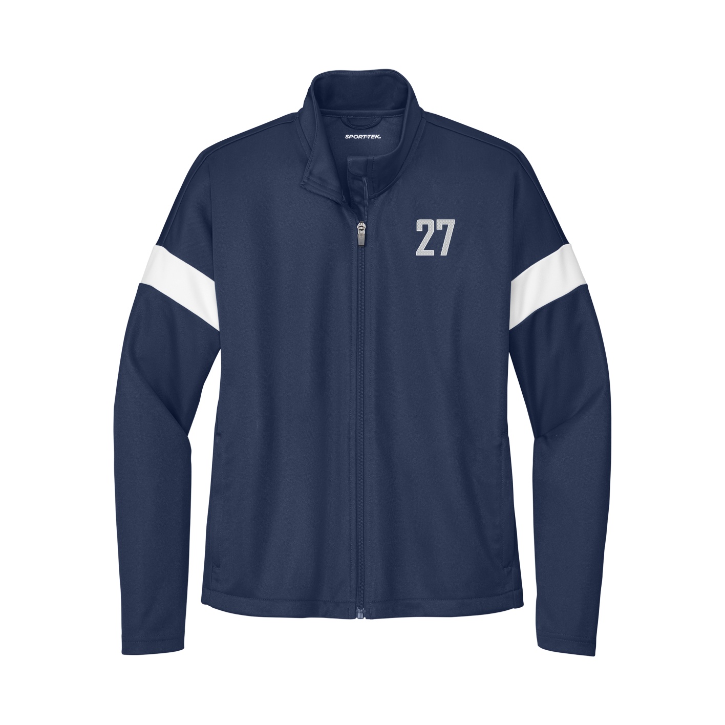 Womens Team Travel Full-Zip Jacket — Front Shirsy in Navy/White