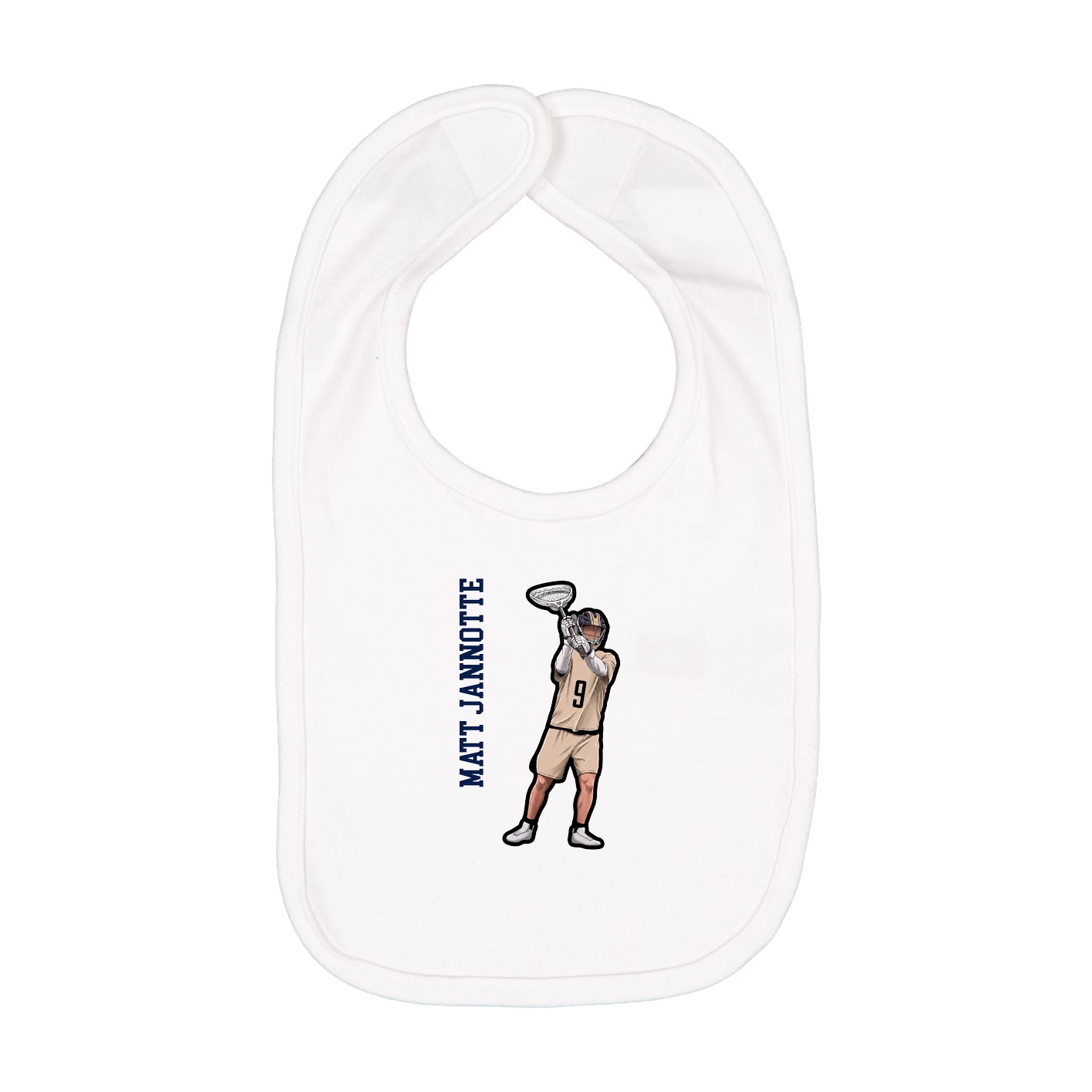 Infant Bib — Name Vertical in White