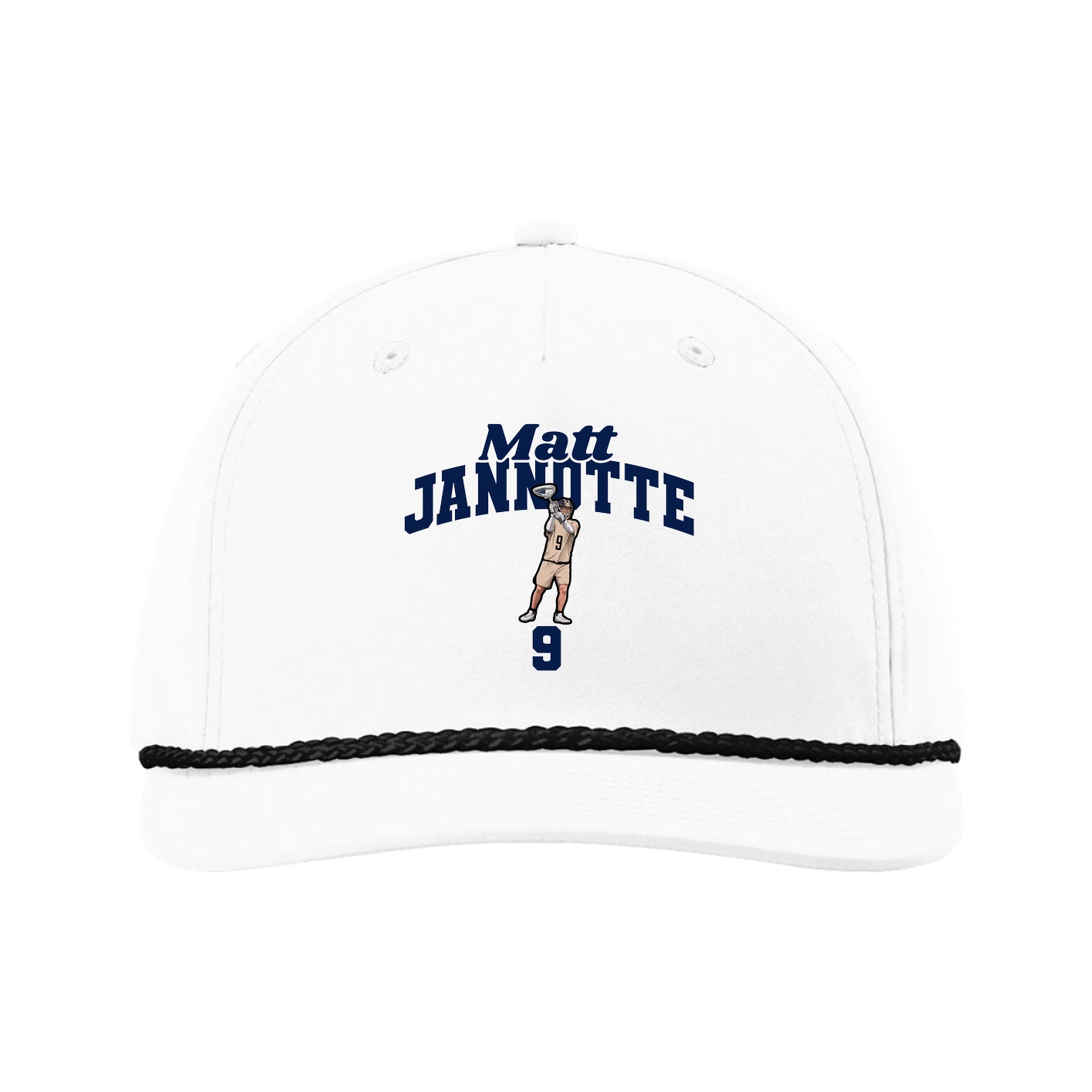 Five-Panel Classic Rope Cap — Signature Arch in White