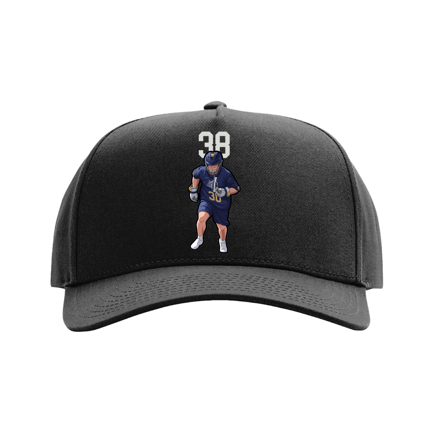 Full Fabric Five-Panel Champ Cap — Number Top in Black