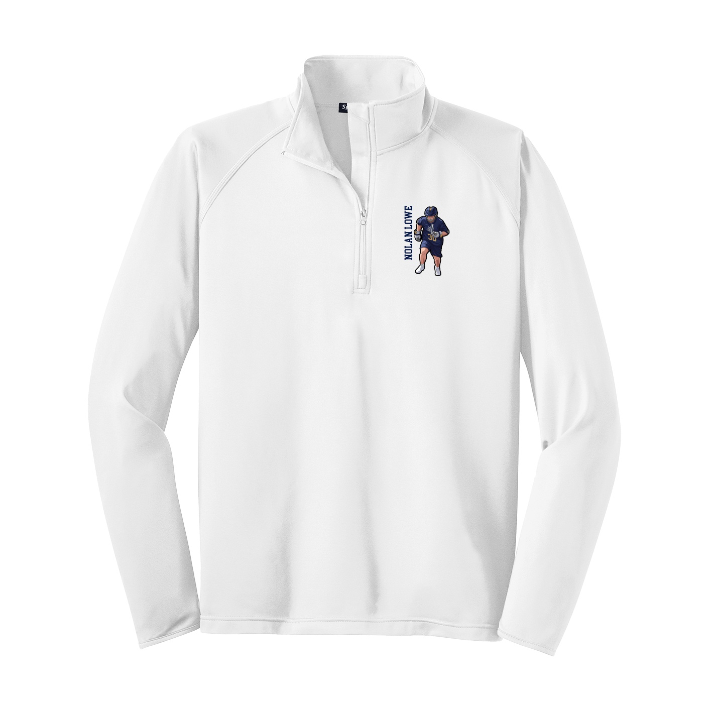 Q-Zip Pullover — Name Vertical in White