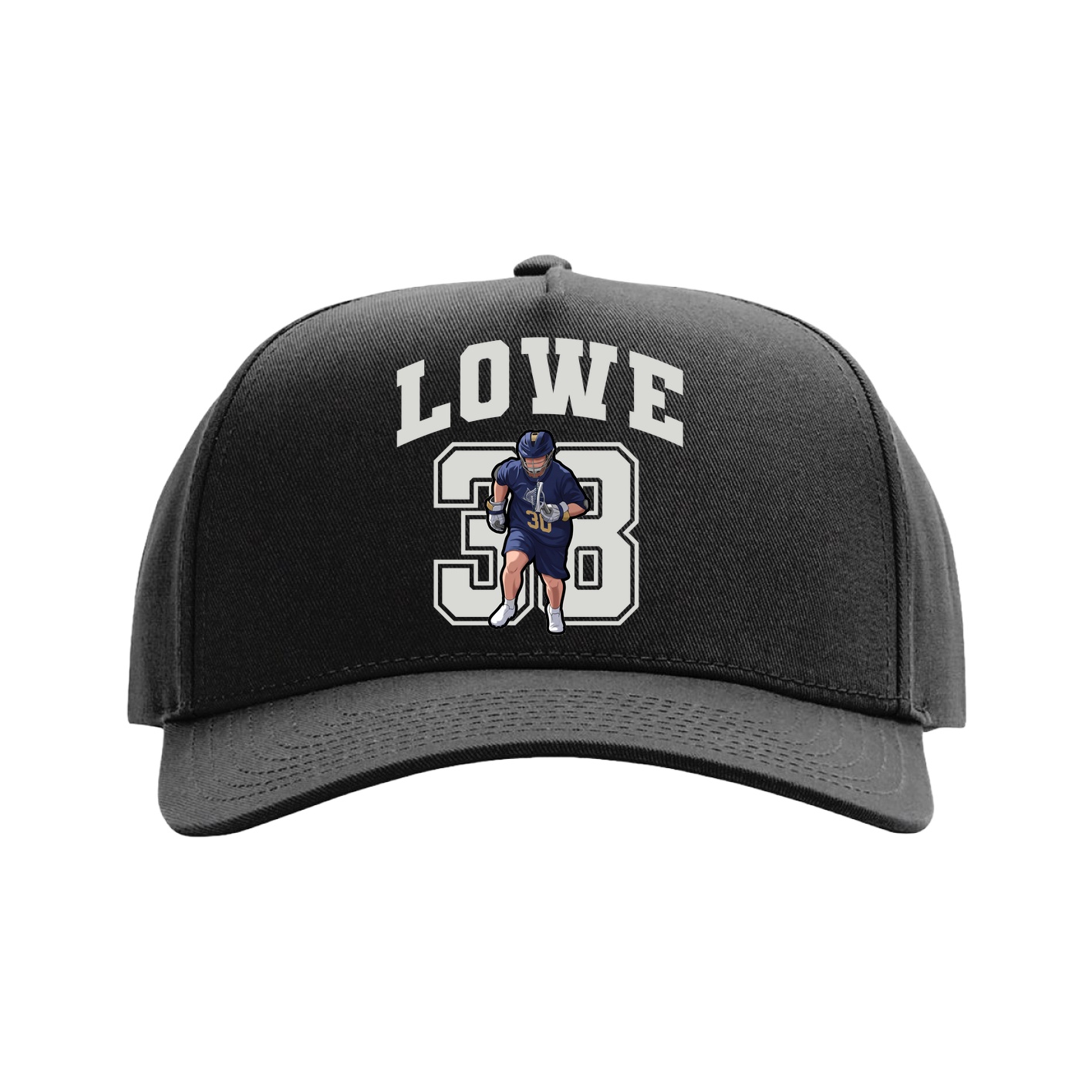 Full Fabric Five-Panel Champ Cap — Number in Black