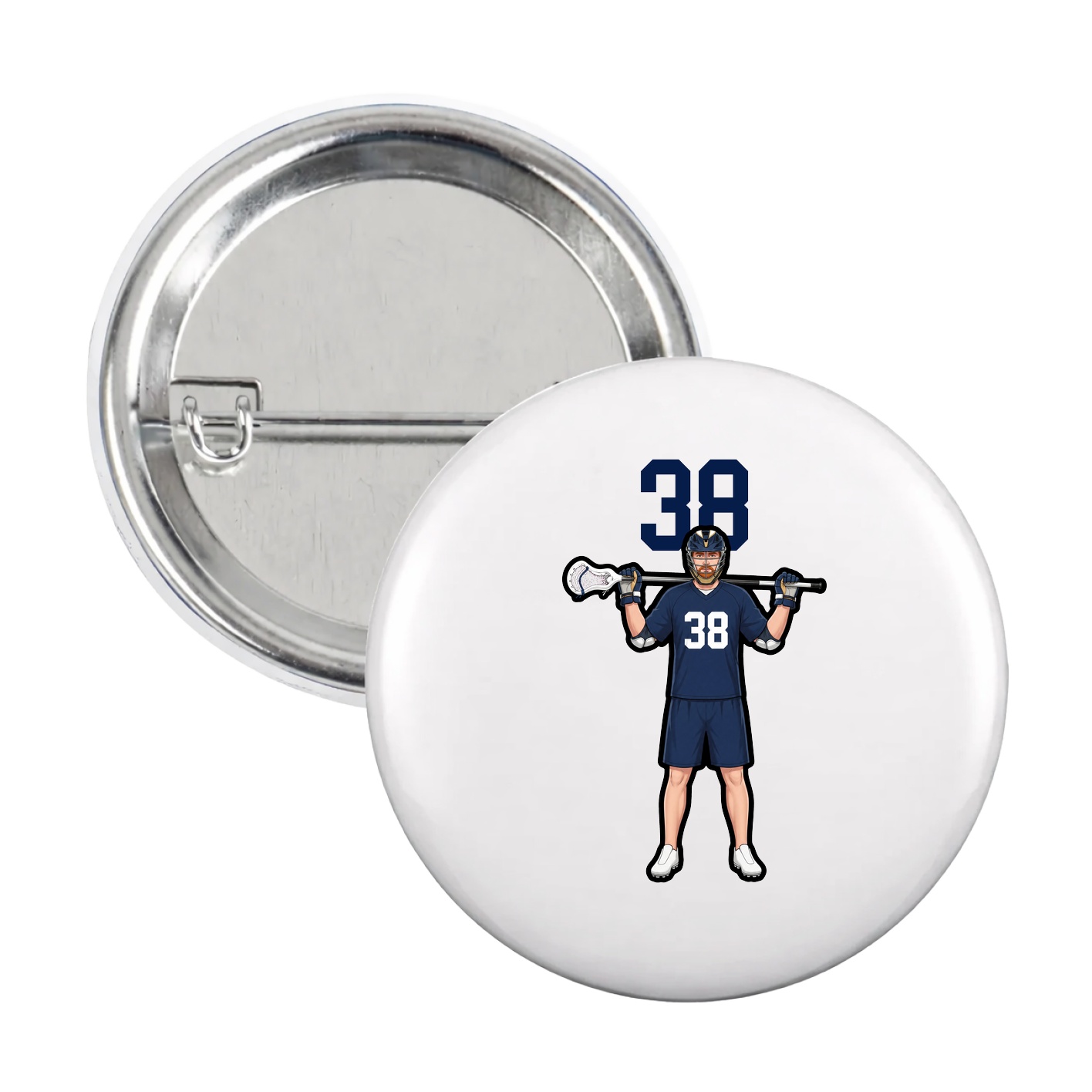 Game Day Button — Number Top in White