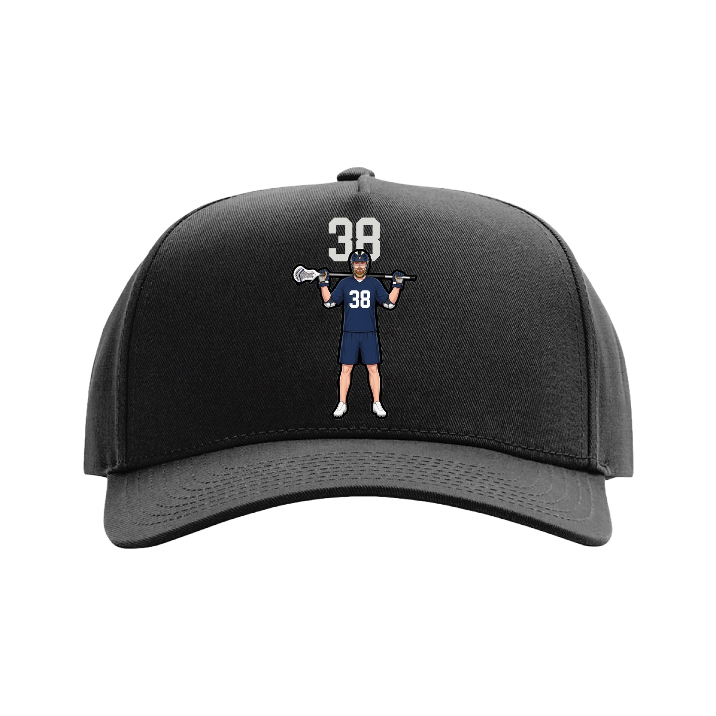 Full Fabric Five-Panel Champ Cap — Number Top in Black