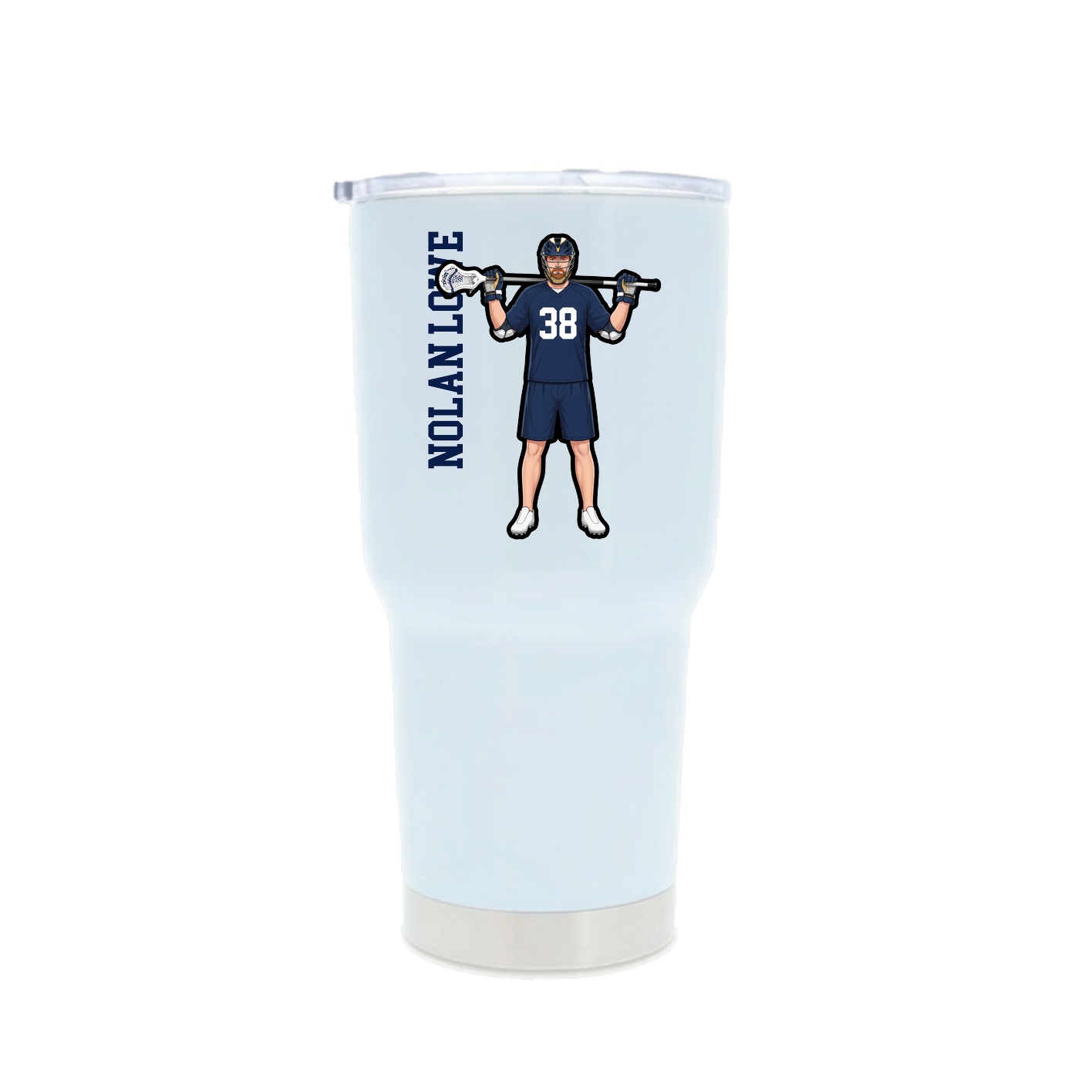 30oz Stainless Steel Tumbler — Name Vertical in White