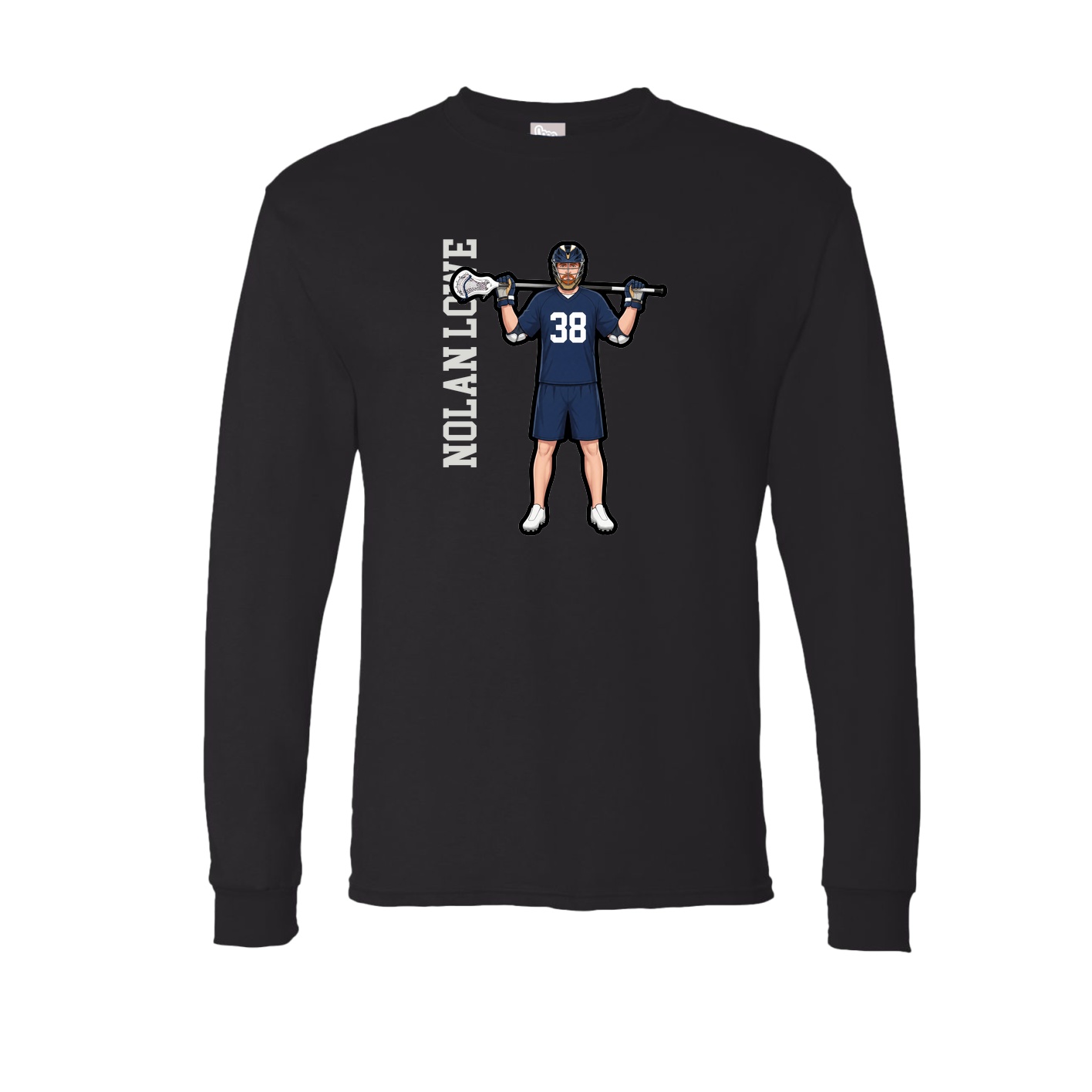 Long Sleeve Tee — Name Vertical in Black