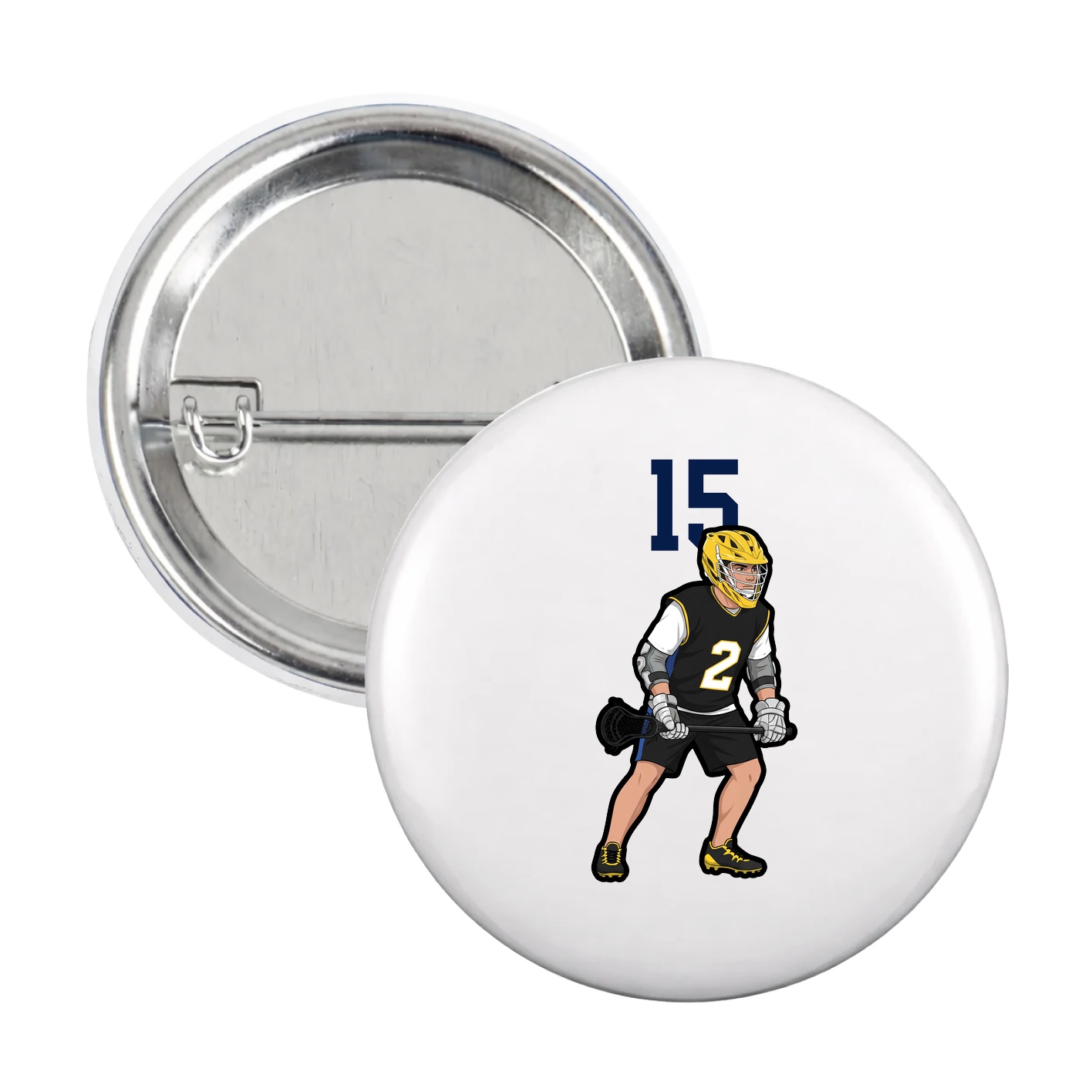 Game Day Button — Number Top in White