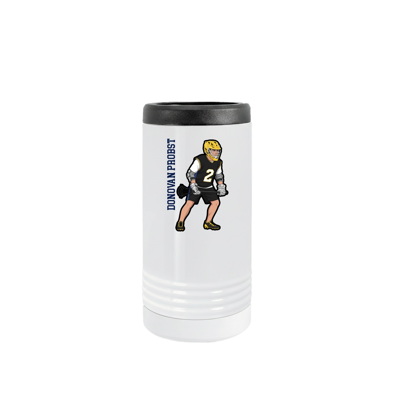 Slim Beverage Holder — Name Vertical in White