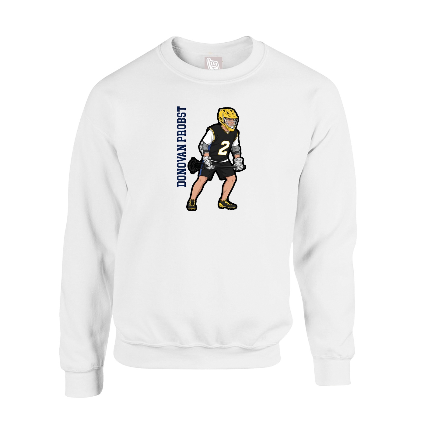 Fleece Crew — Name Vertical in White