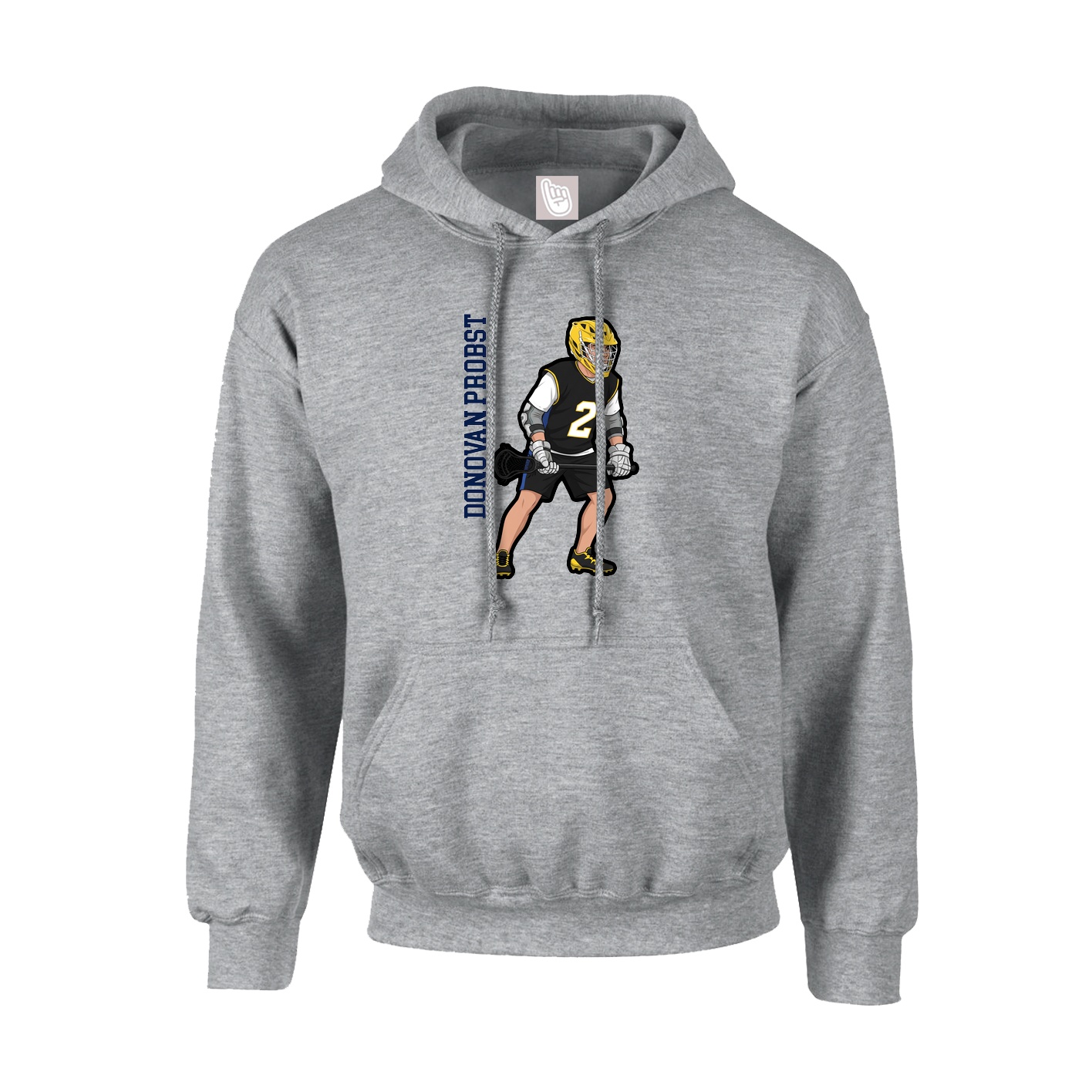 Youth Hoodie — Name Vertical in Grey