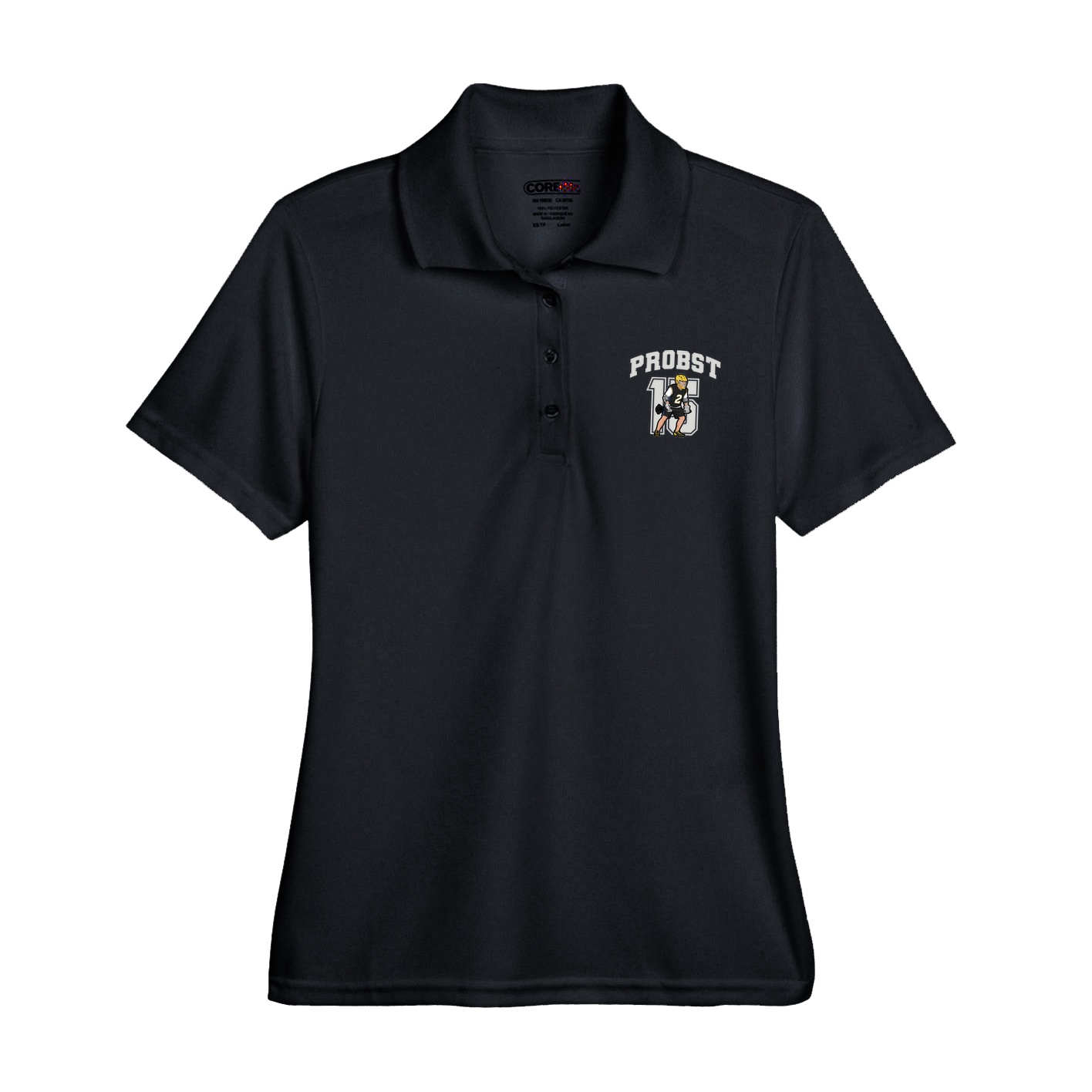 Womens Performance Polo — Number in Black
