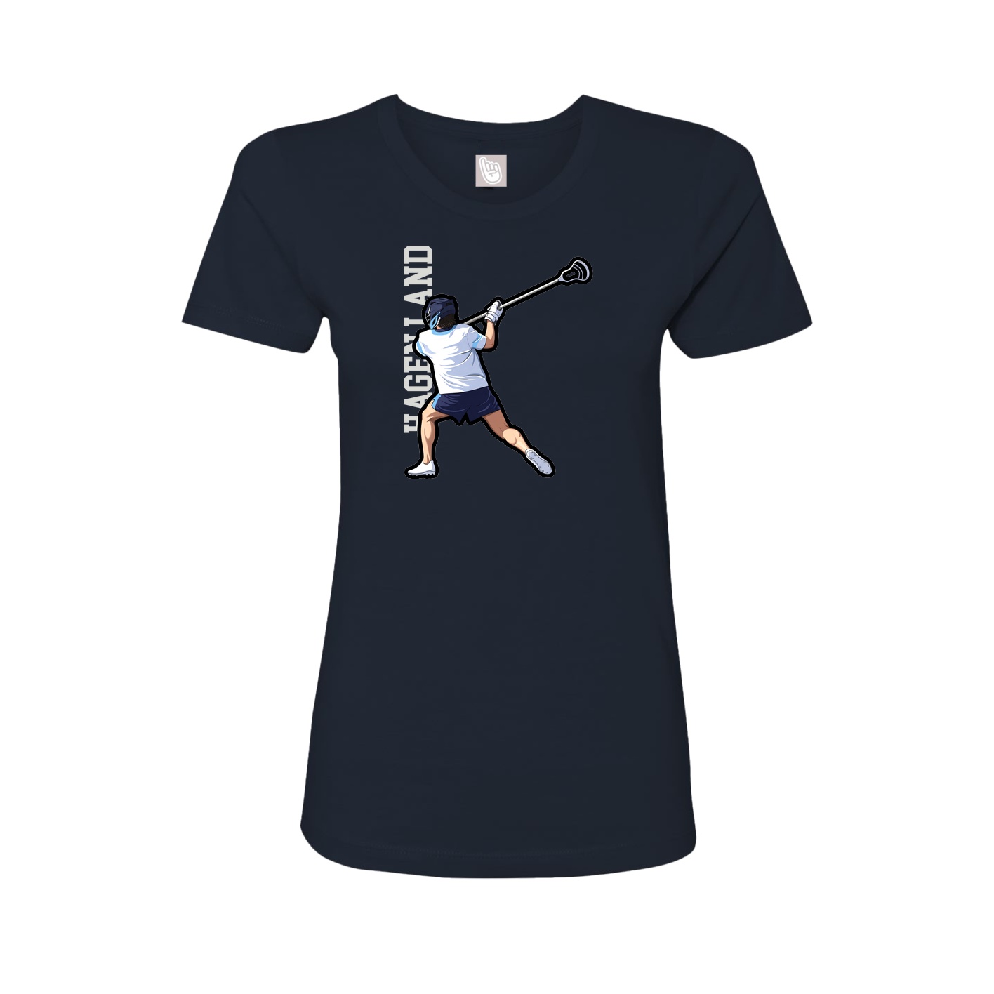 Fitted Women's Tee — Name Vertical in Navy