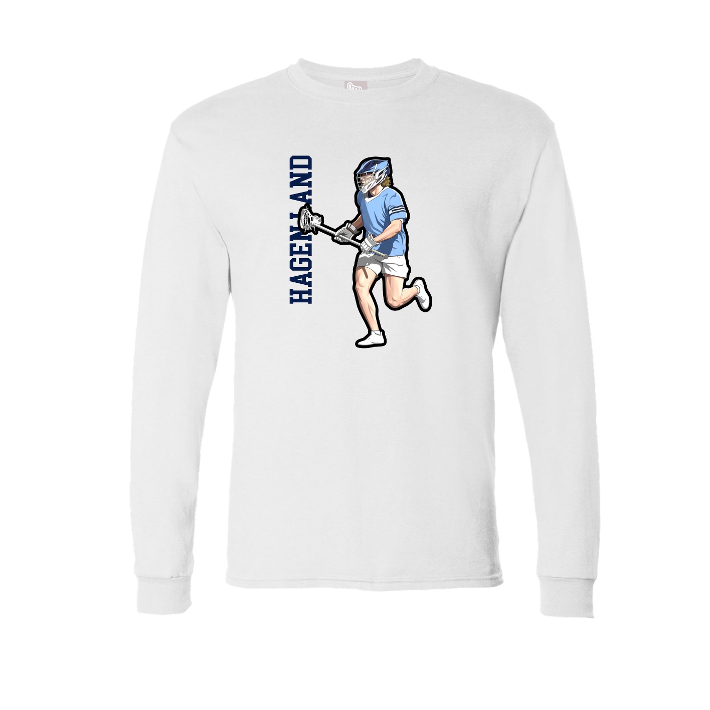 Long Sleeve Tee — Name Vertical in White