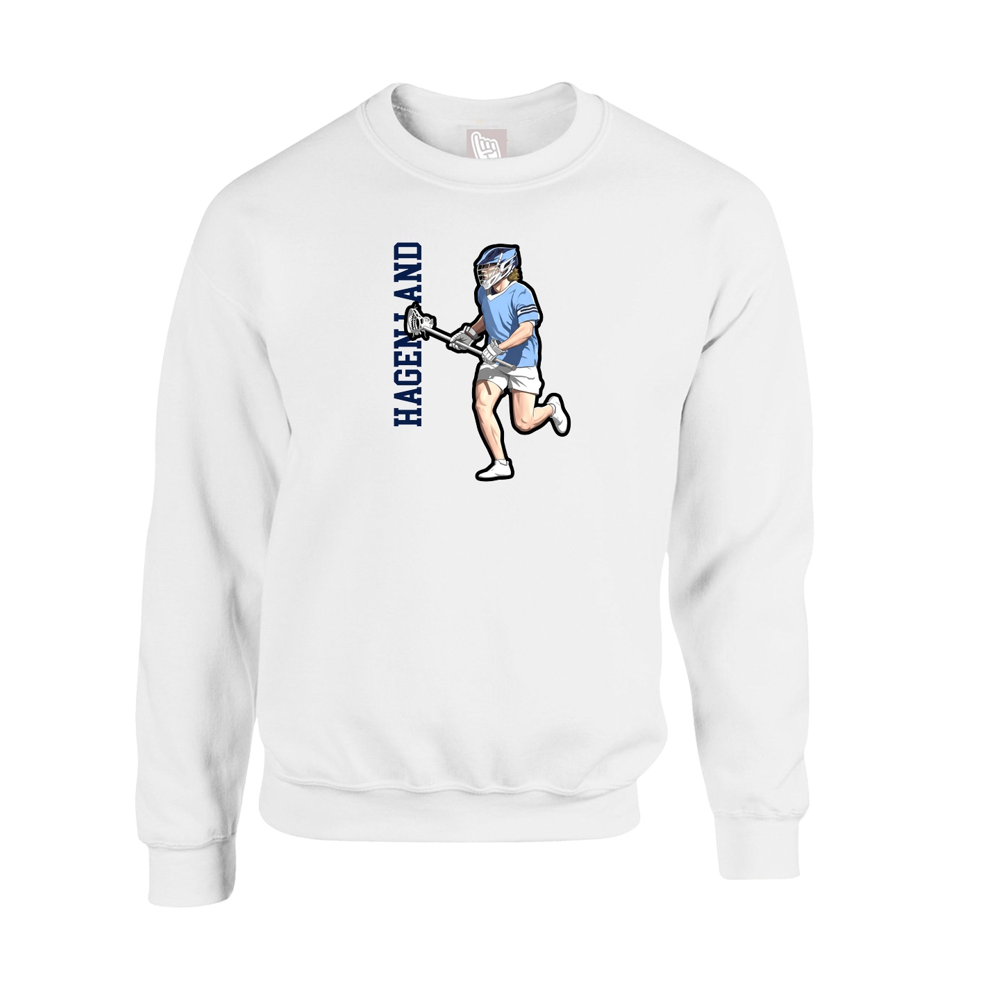 Fleece Crew — Name Vertical in White