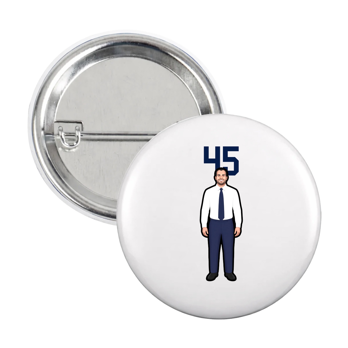 Game Day Button — Number Top in White