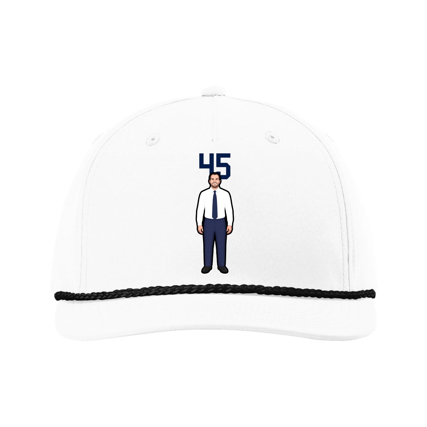 Five-Panel Classic Rope Cap — Number Top in White