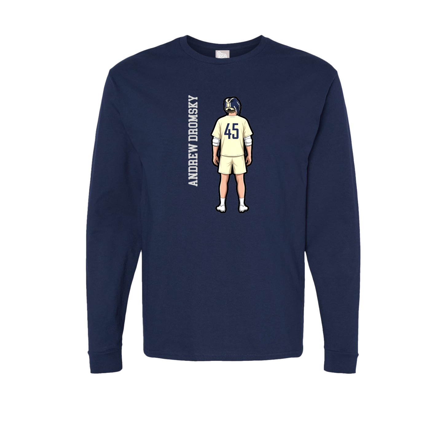 Long Sleeve Tee — Name Vertical in Navy