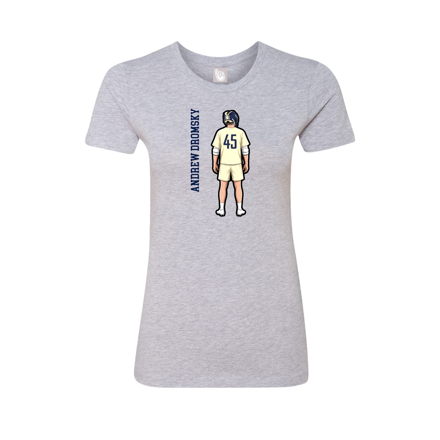 Fitted Women's Tee — Name Vertical in Grey