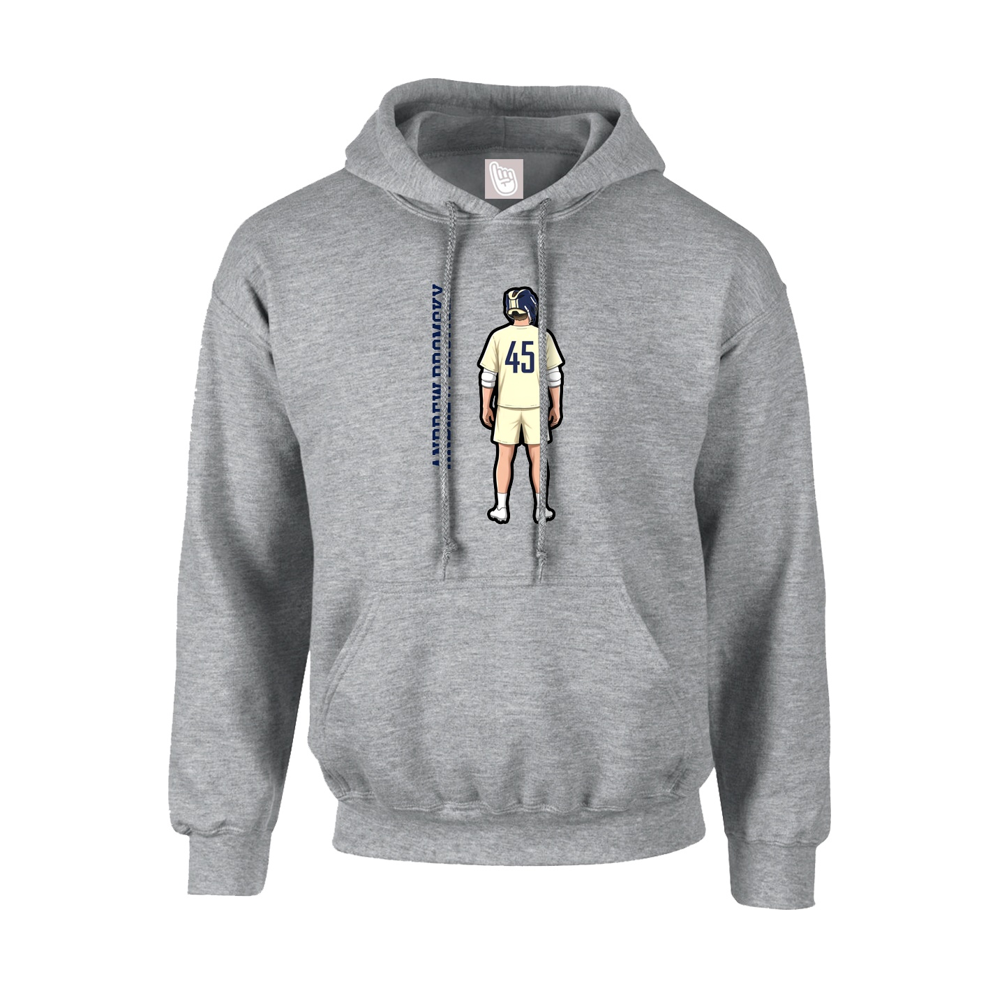 Youth Hoodie — Name Vertical in Grey