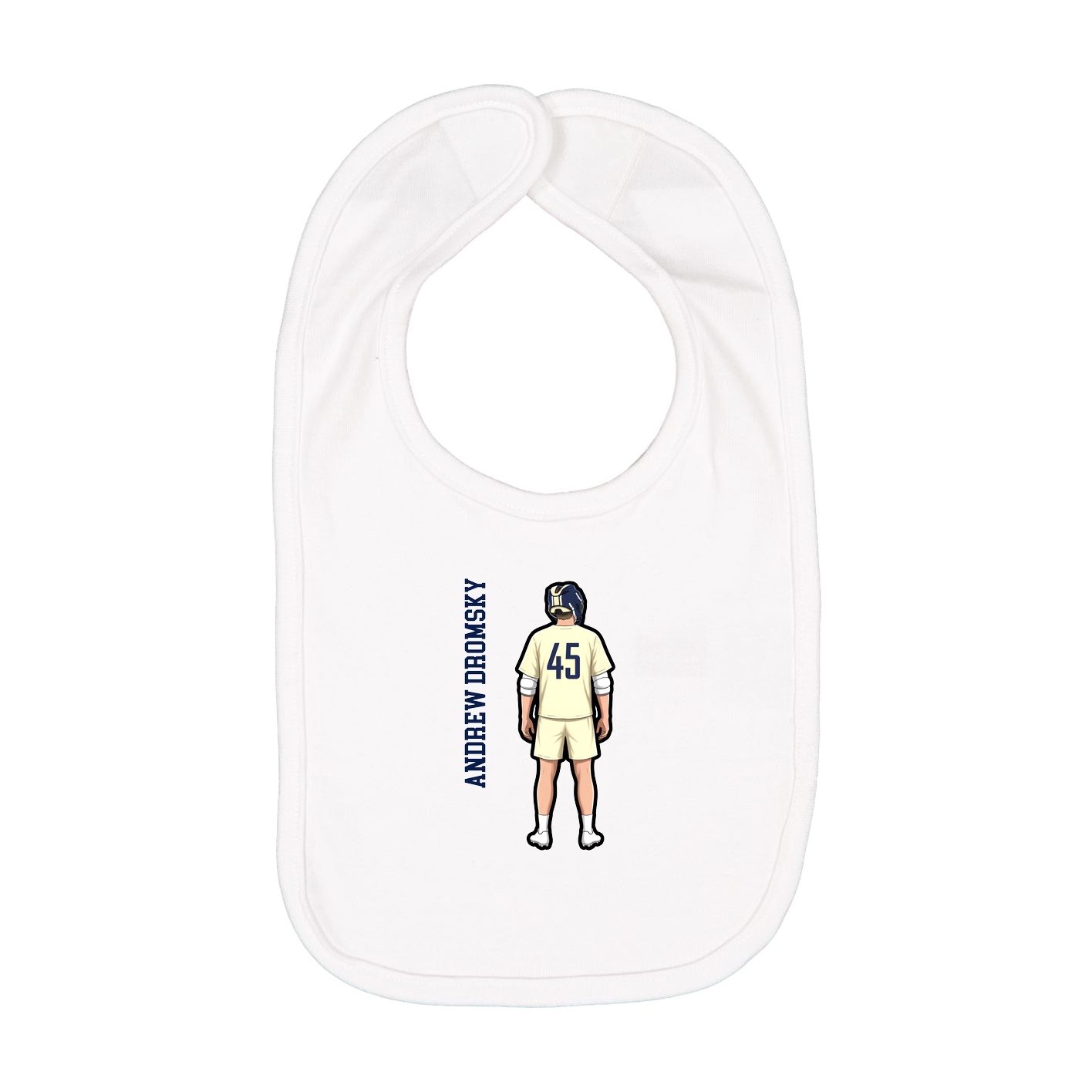 Infant Bib — Name Vertical in White