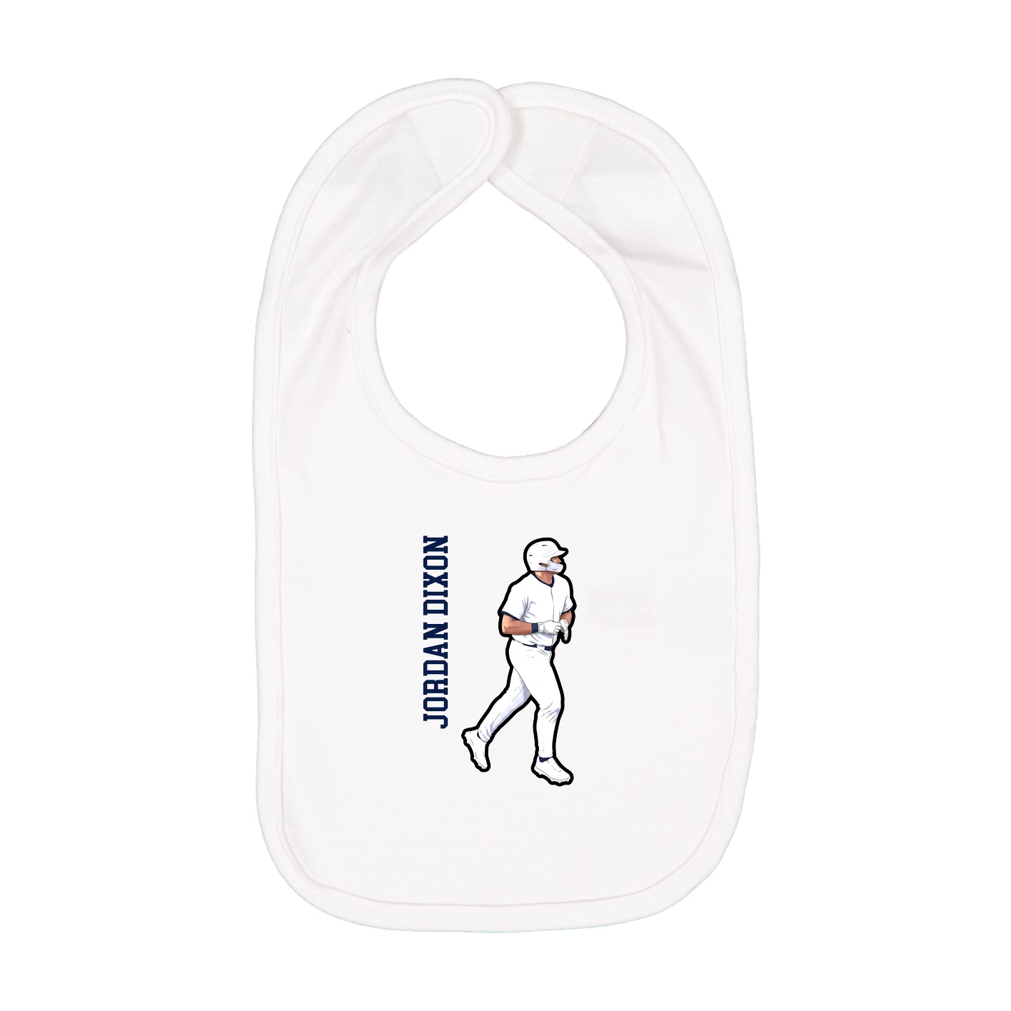 Infant Bib — Name Vertical in White