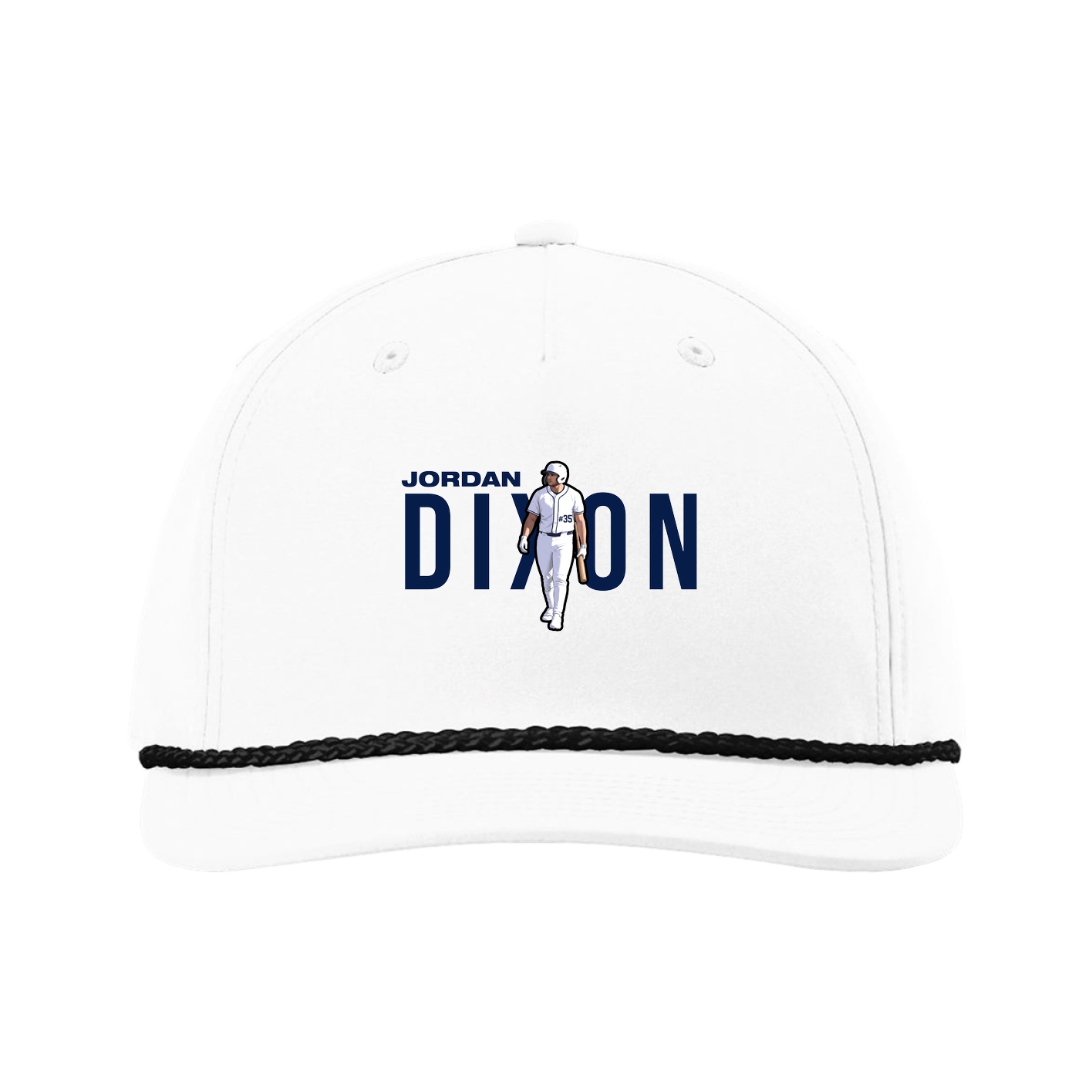 Five-Panel Classic Rope Cap — Player Name in White