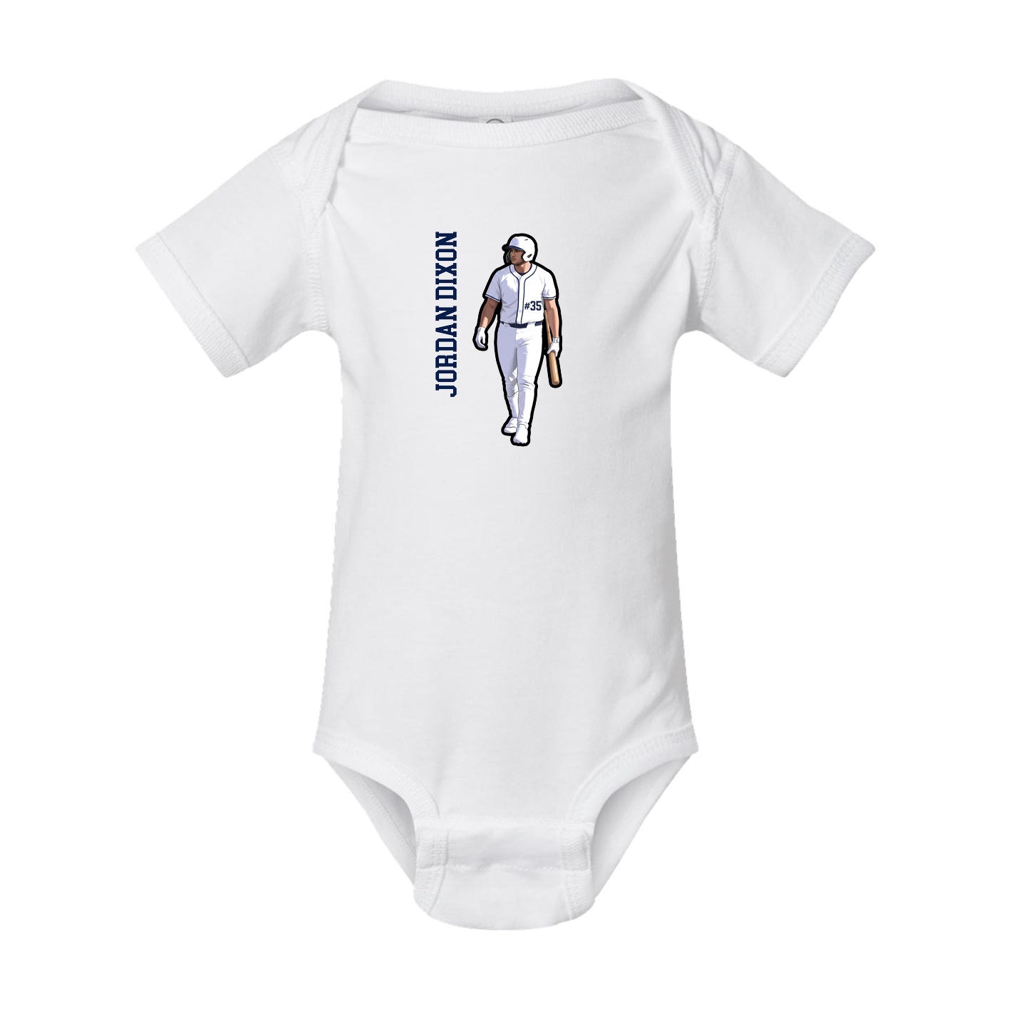 Baby Onesie — Name Vertical in White