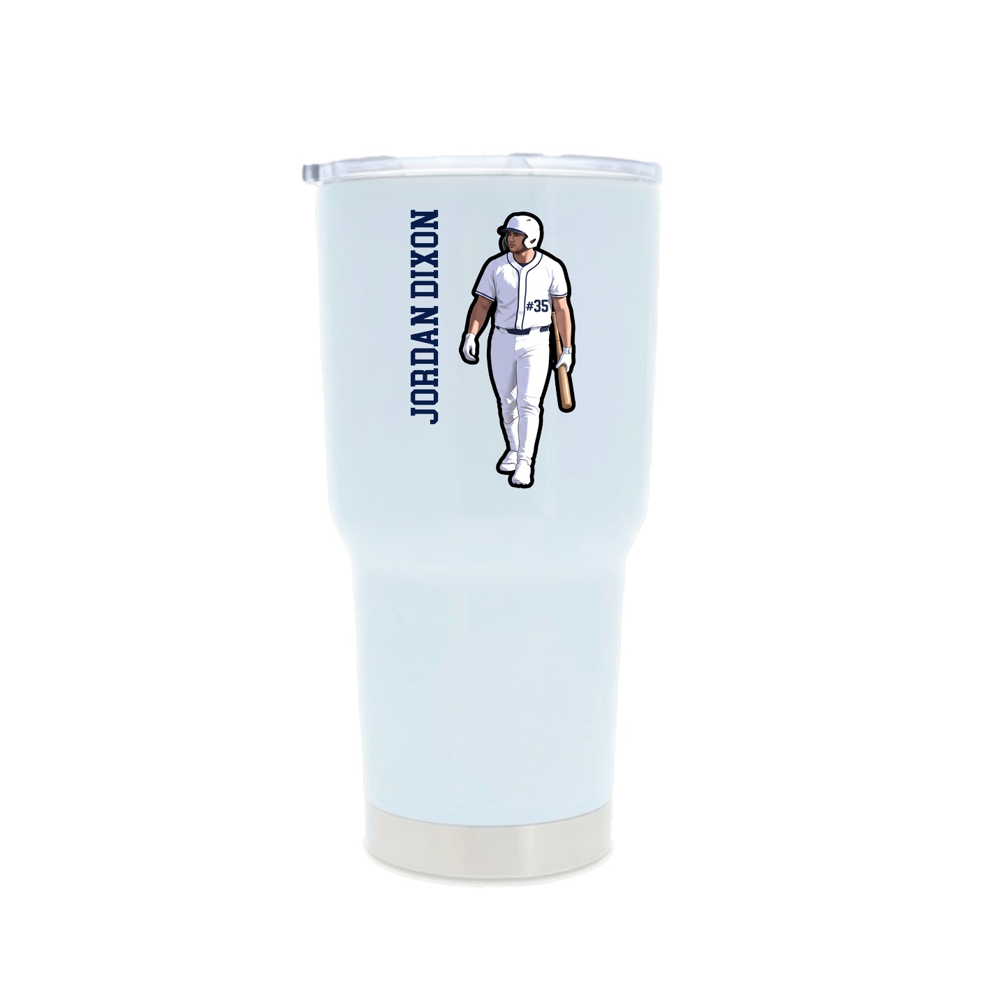 30oz Stainless Steel Tumbler — Name Vertical in White