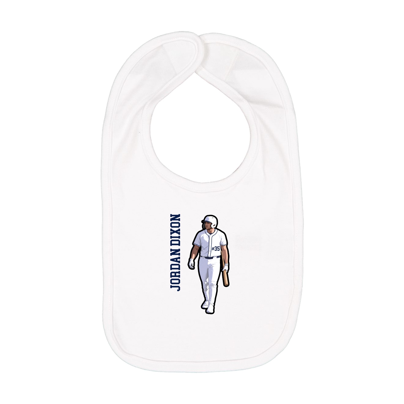 Infant Bib — Name Vertical in White