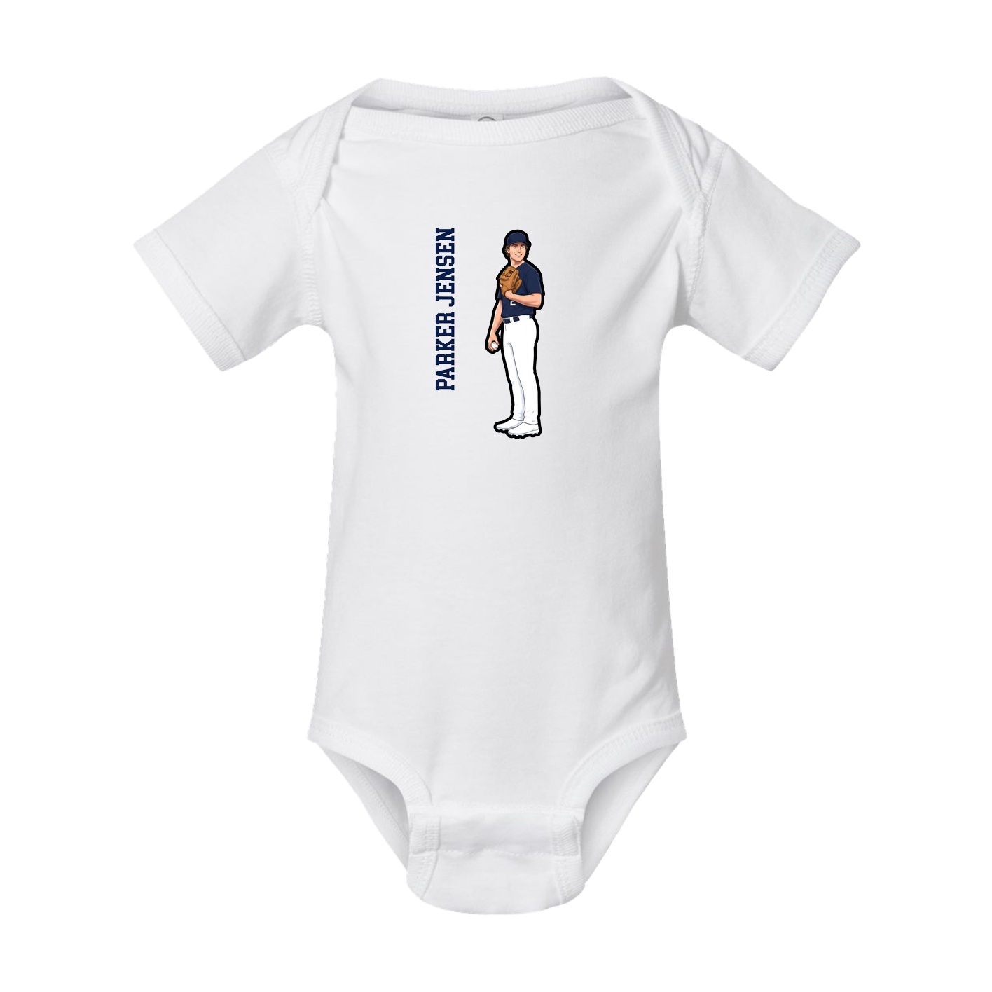 Baby Onesie — Name Vertical in White