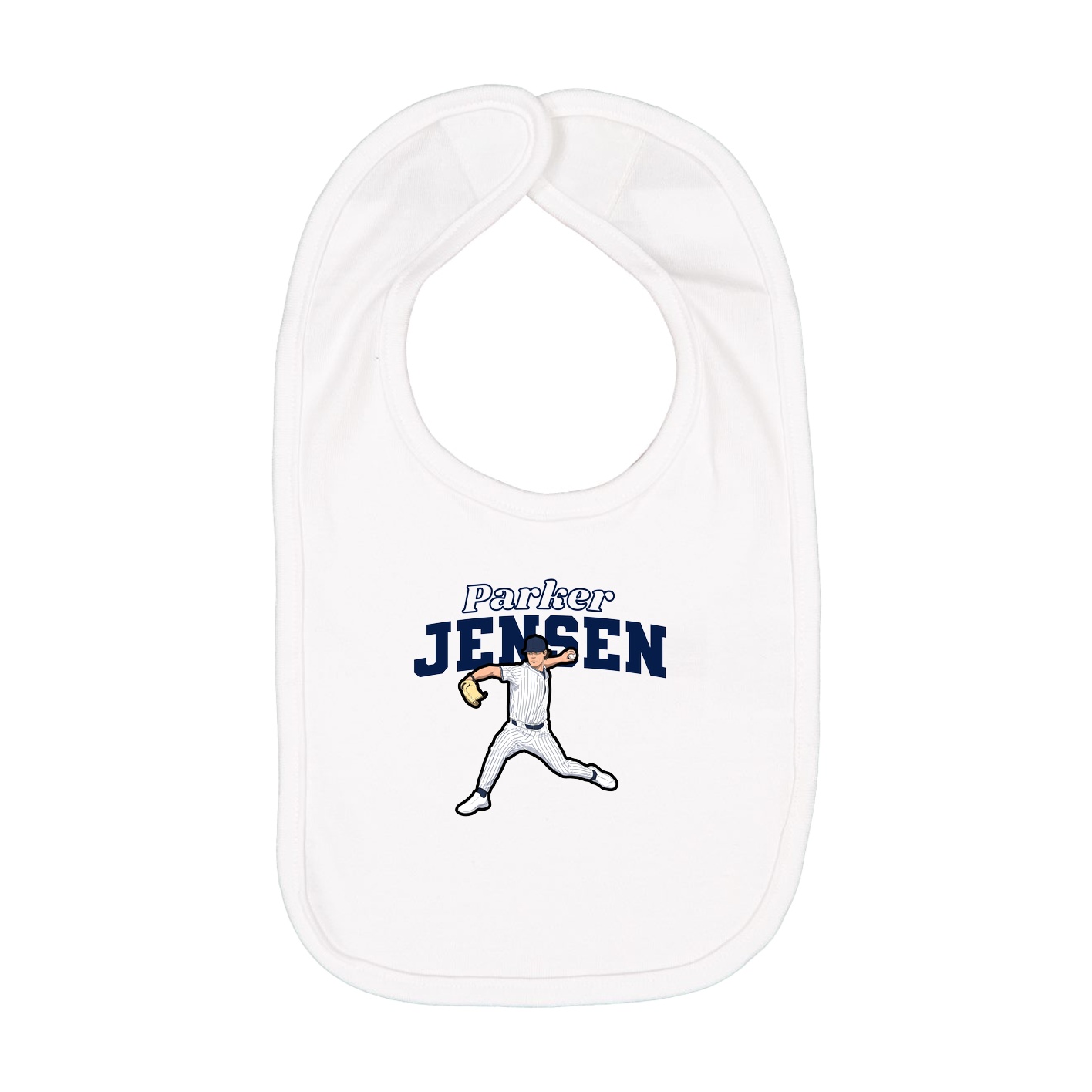 Infant Bib — Name Arch in White