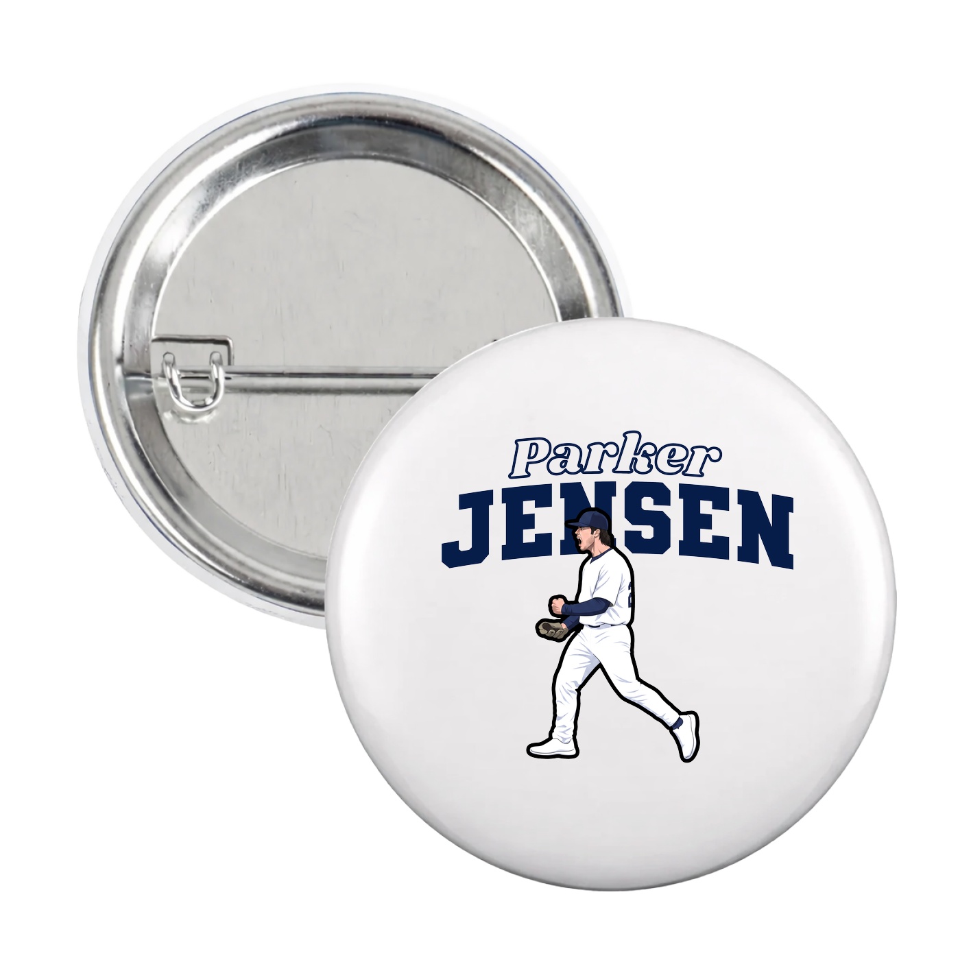 Game Day Button — Name Arch in White