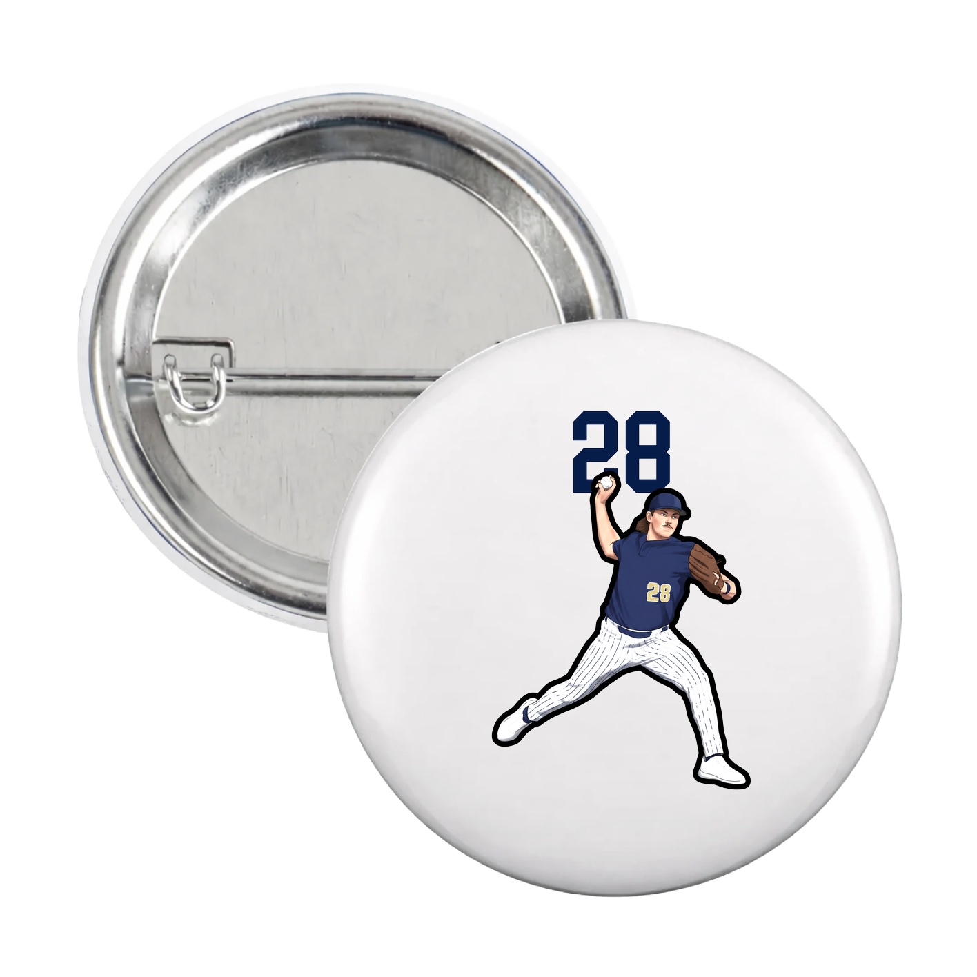 Game Day Button — Number Top in White