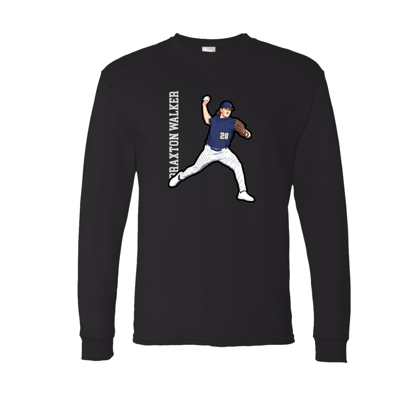 Long Sleeve Tee — Name Vertical in Black