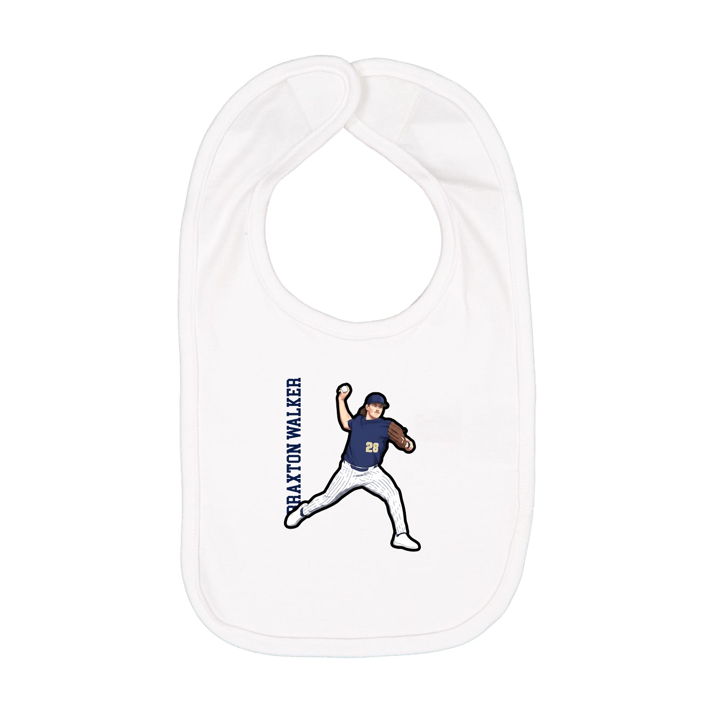 Infant Bib — Name Vertical in White