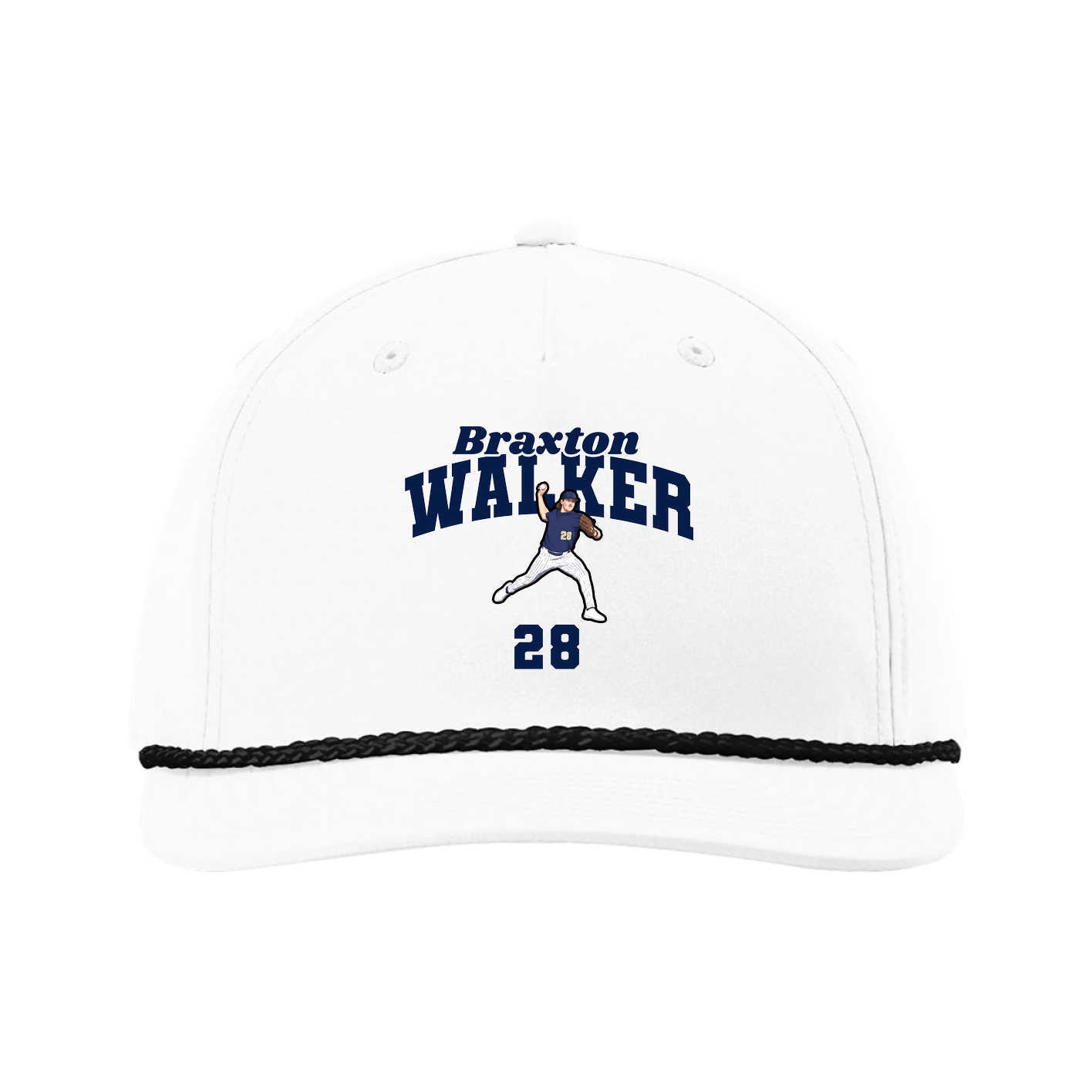 Five-Panel Classic Rope Cap — Signature Arch in White